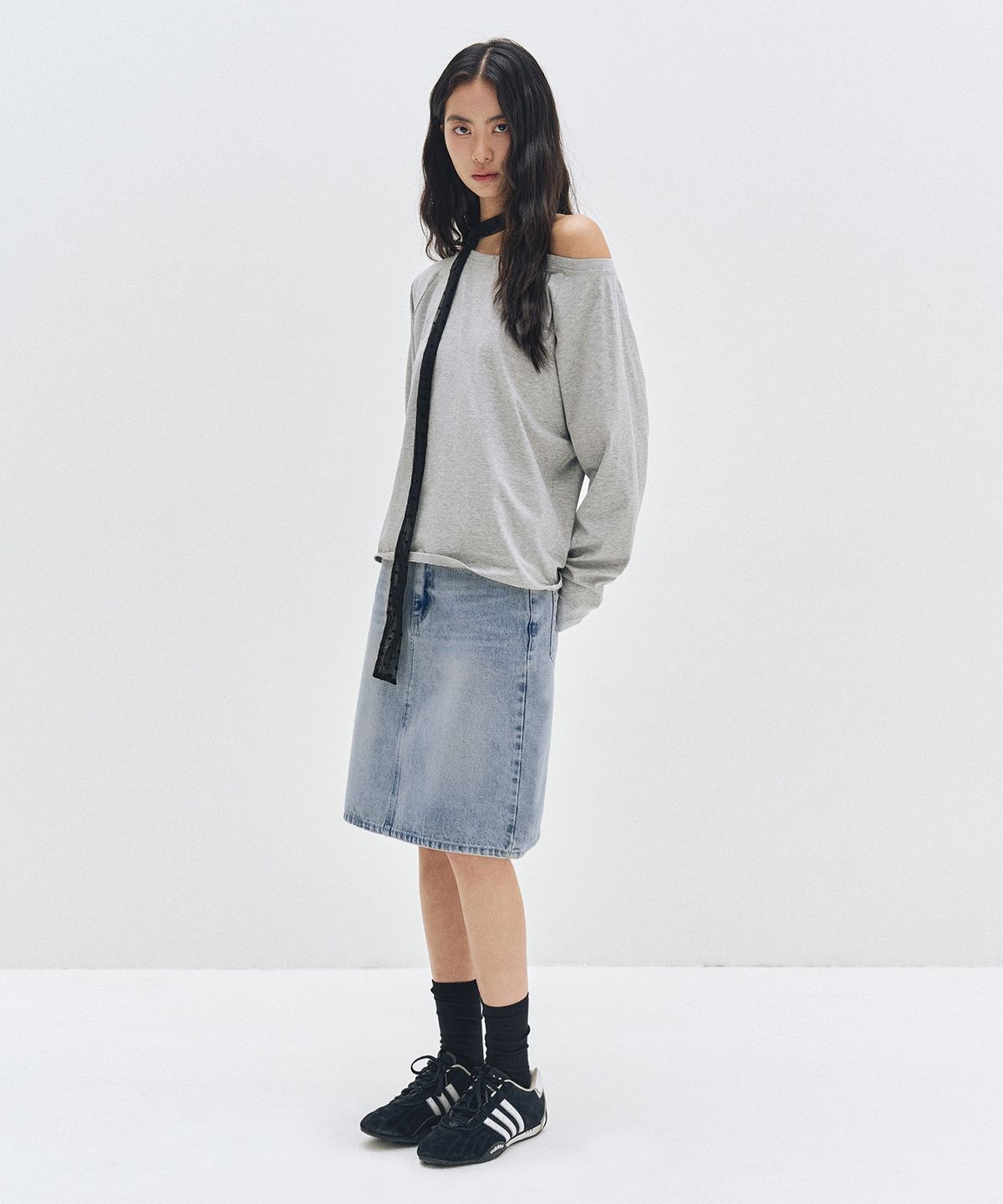 데케트 우먼(DECET WOMEN) Signature Midi Skirt DCSK002LIGHTBLUE
