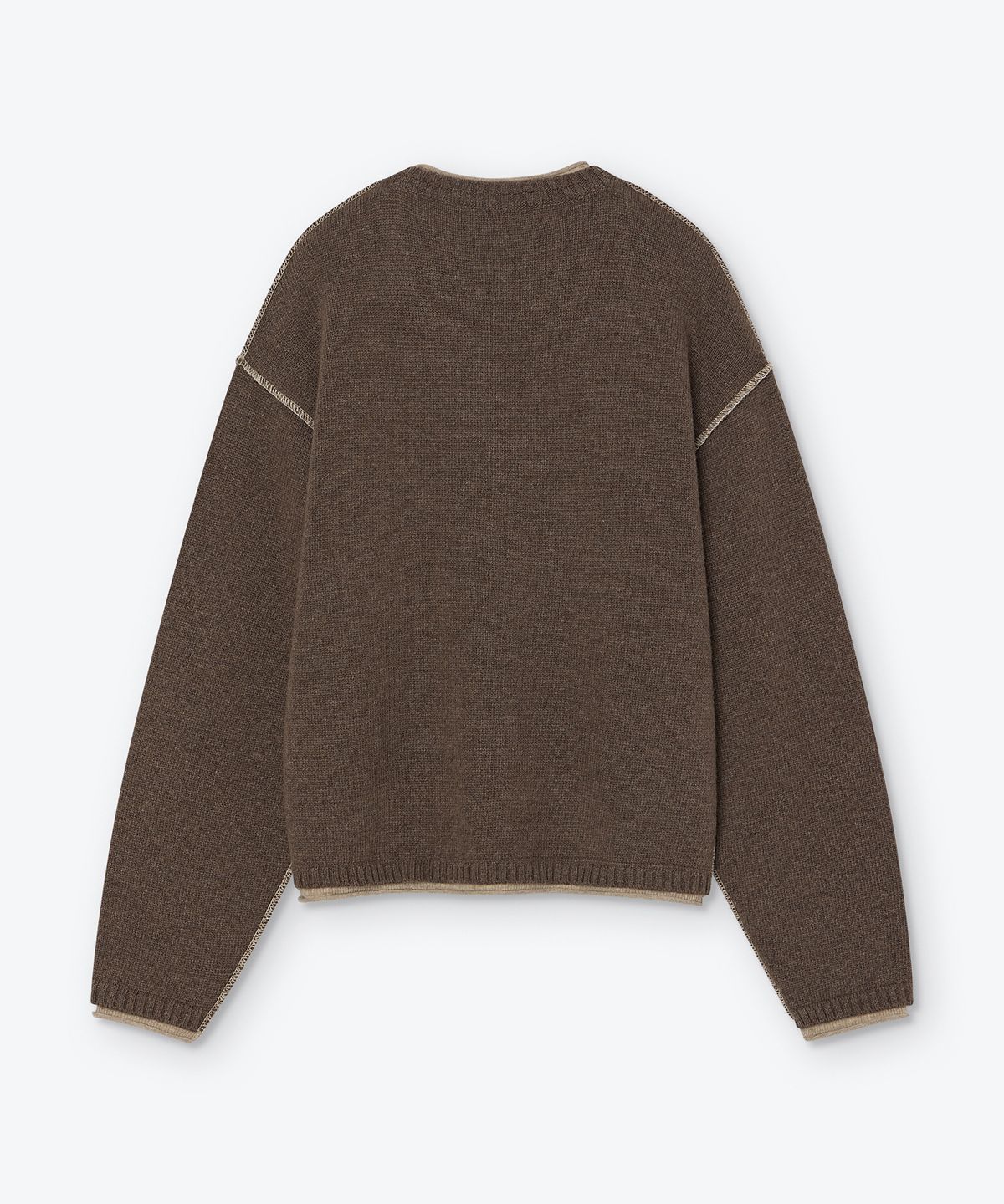 웨스켄(WESKEN) [UNISEX] LAYERED STITCHED CREW NECK KNIT (BROWN)