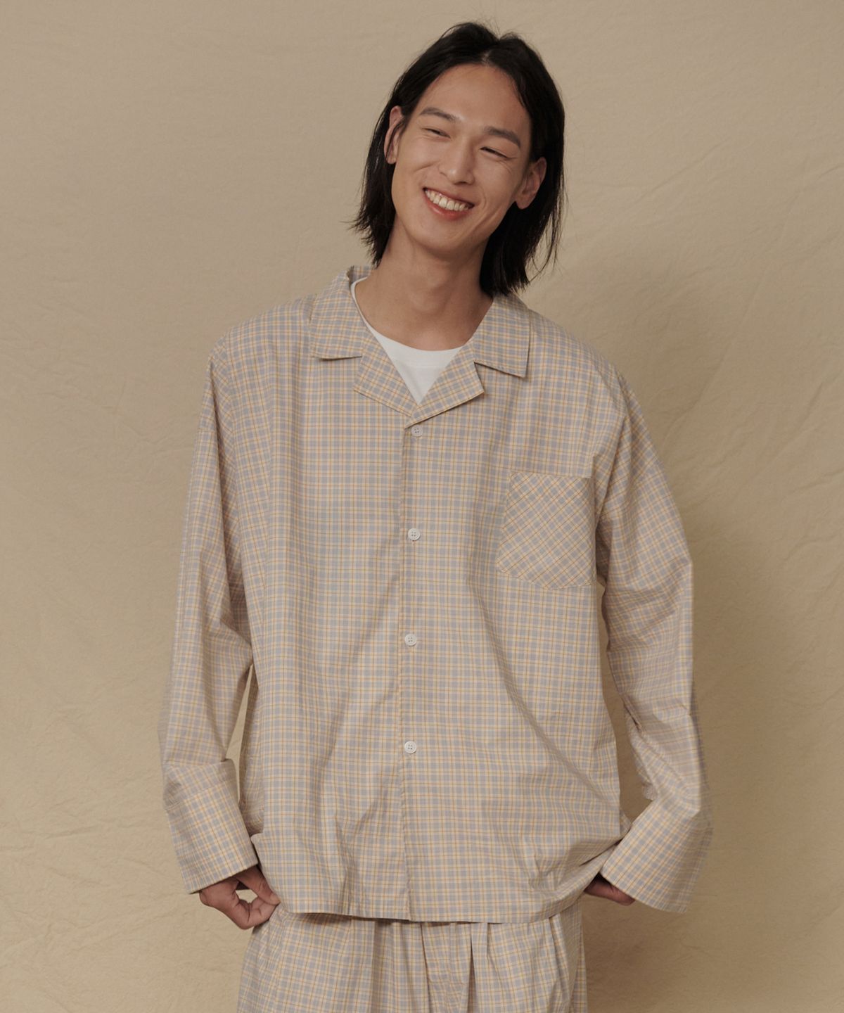 오끼뜨(OGGITT) (uni)도미토리 머키 체크 파자마 옐로우