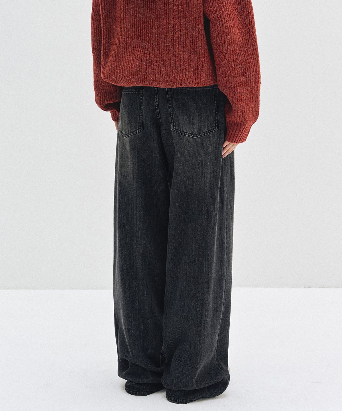 데케트 우먼(DECET WOMEN) [골지데님]Wide Rib Jeans DCWPT015BLACK