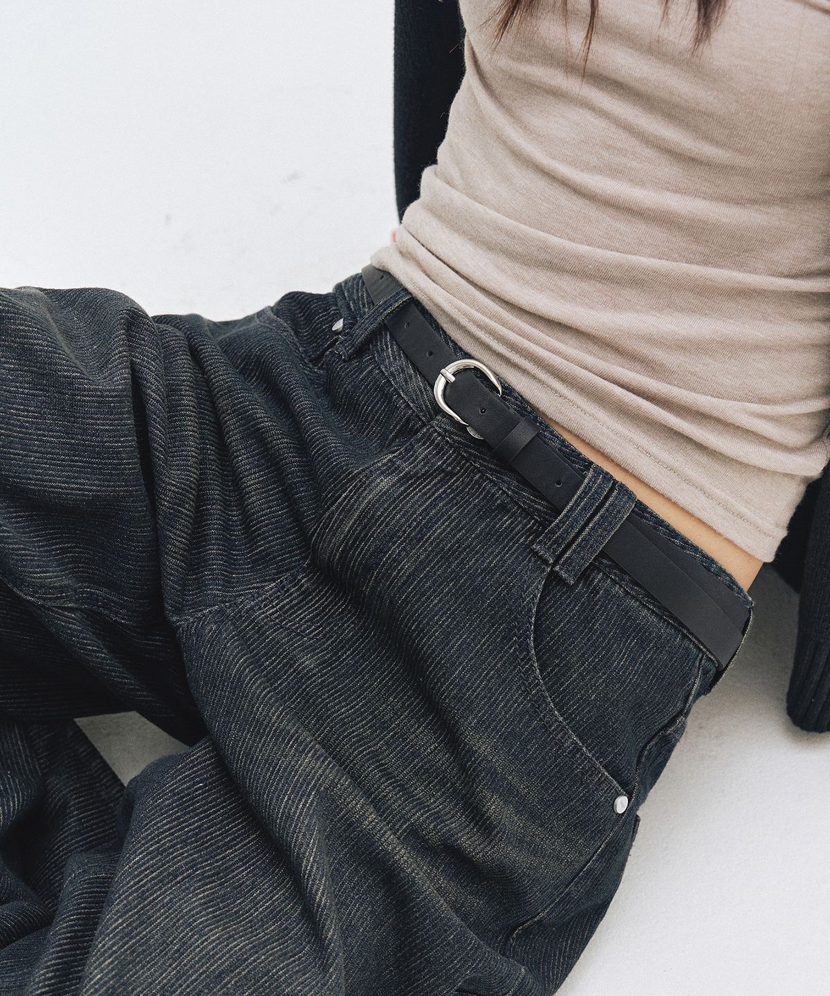 데케트 우먼(DECET WOMEN) [골지데님]Wide Rib Jeans DCWPT015DBLUE
