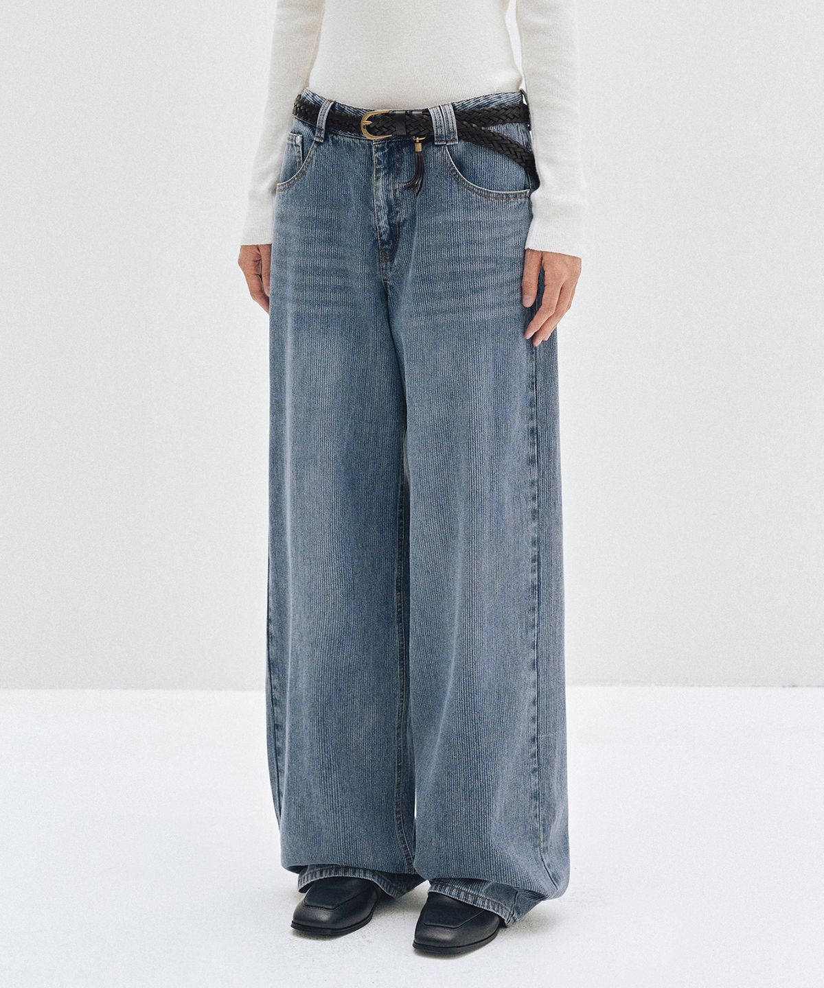 데케트 우먼(DECET WOMEN) [골지데님]Wide Rib Jeans DCWPT015LIGHTBLUE