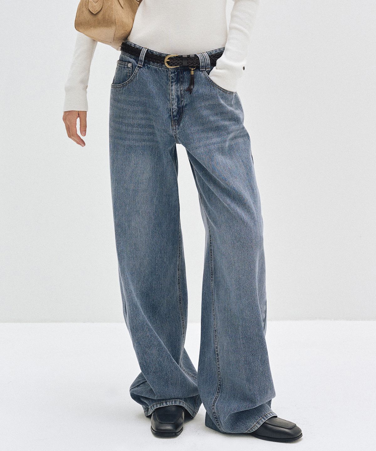 데케트 우먼(DECET WOMEN) [골지데님]Wide Rib Jeans DCWPT015LIGHTBLUE