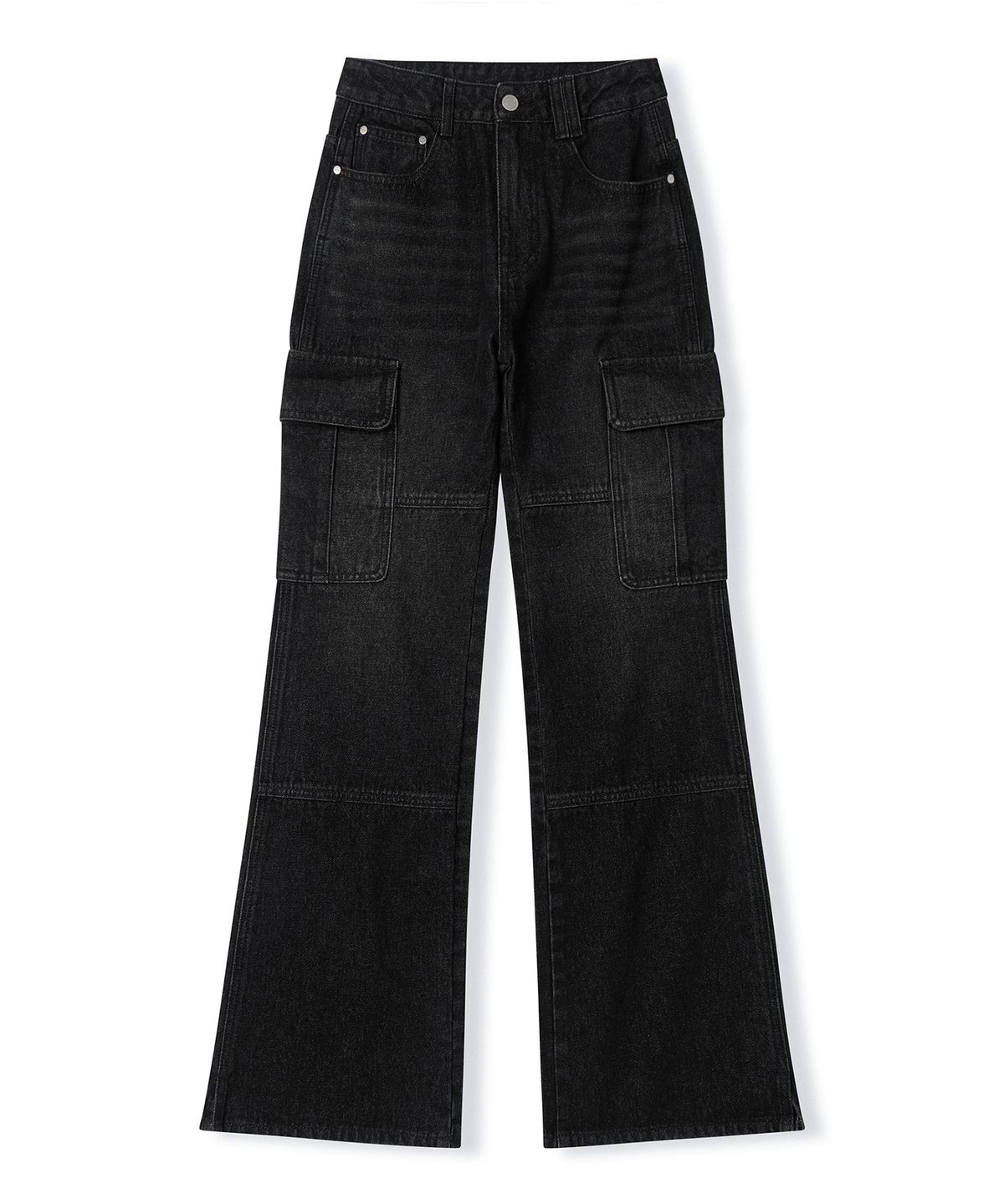 데케트 우먼(DECET WOMEN) Cargo Semi Flared Jeans DCWPT014BLACK
