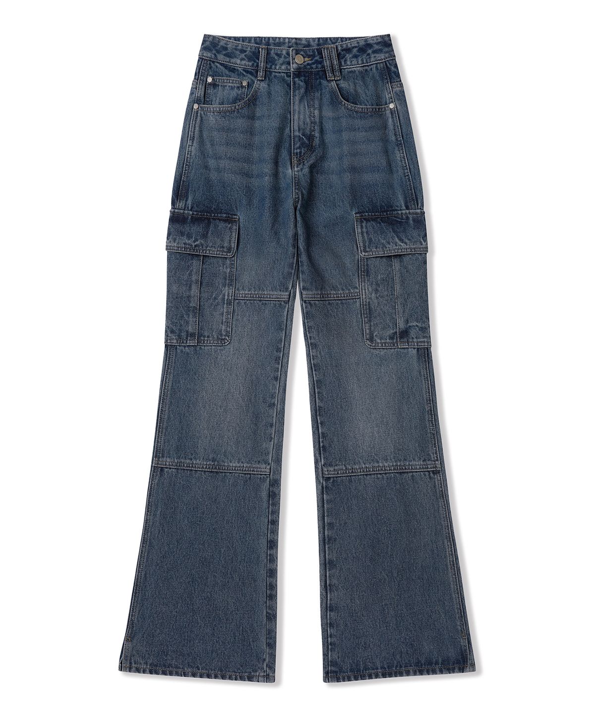 데케트 우먼(DECET WOMEN) Cargo Semi Flared Jeans DCWPT014BLUE