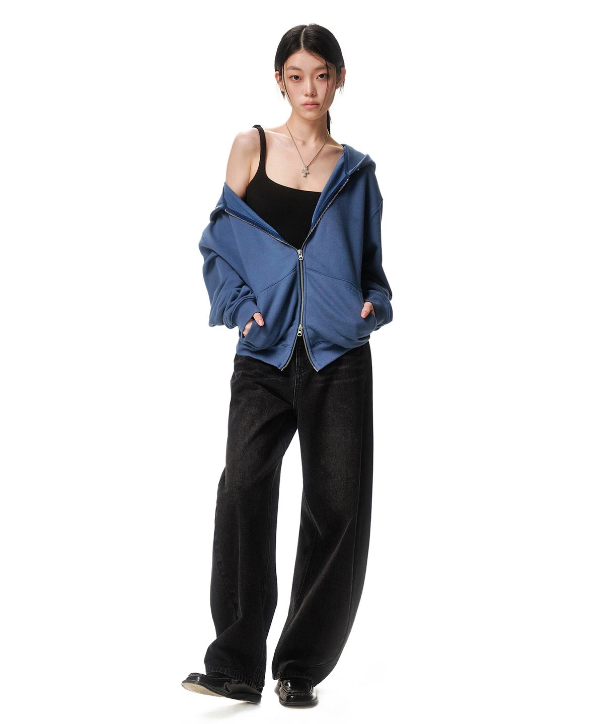 데케트 우먼(DECET WOMEN) Curved Wide Jeans DCWPT013BLACK