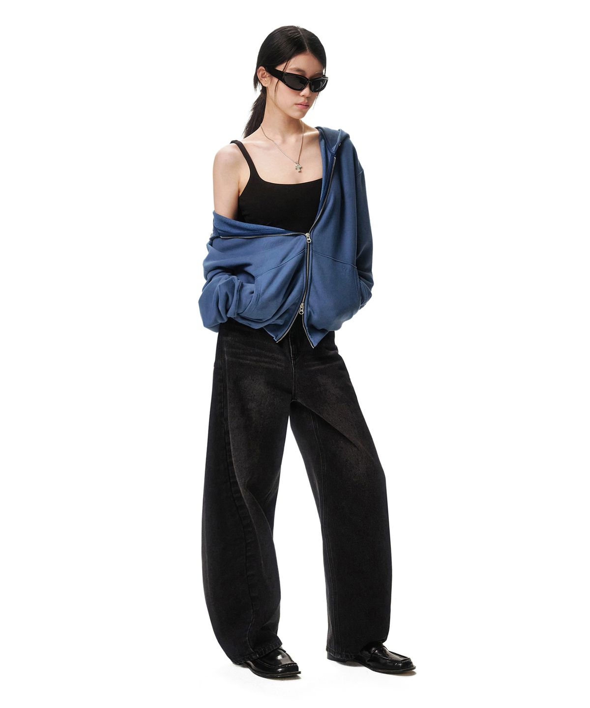 데케트 우먼(DECET WOMEN) Curved Wide Jeans DCWPT013BLACK