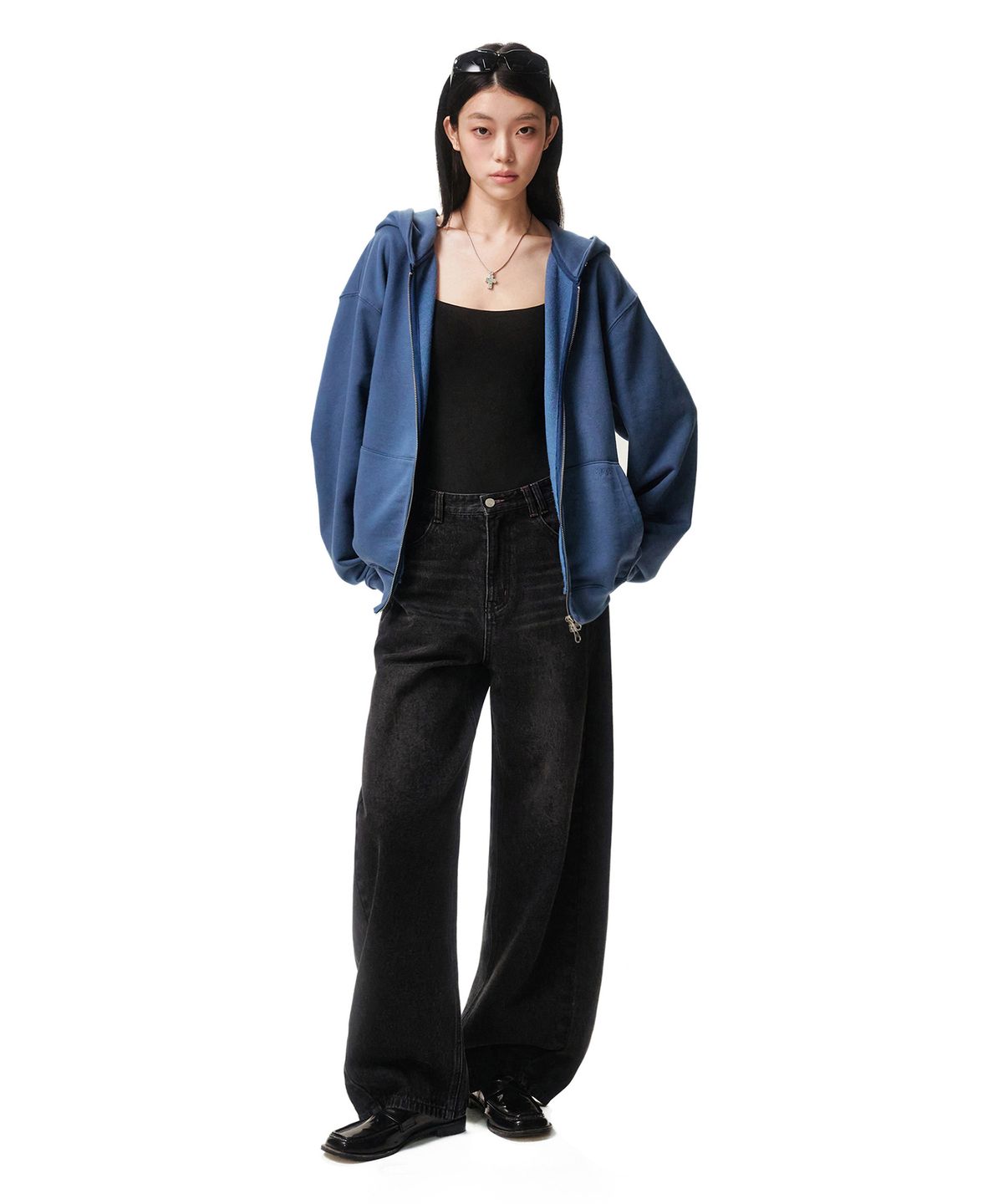 데케트 우먼(DECET WOMEN) Curved Wide Jeans DCWPT013BLACK