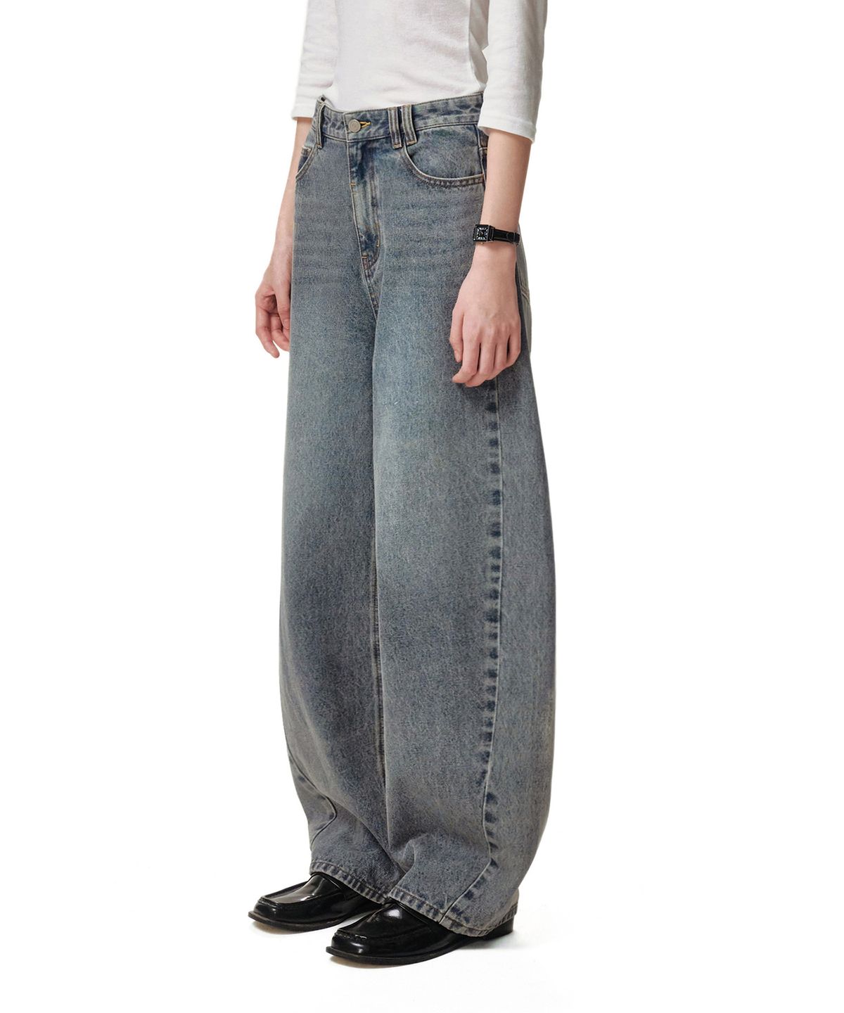 데케트 우먼(DECET WOMEN) Curved Wide Jeans DCWPT013BLUE