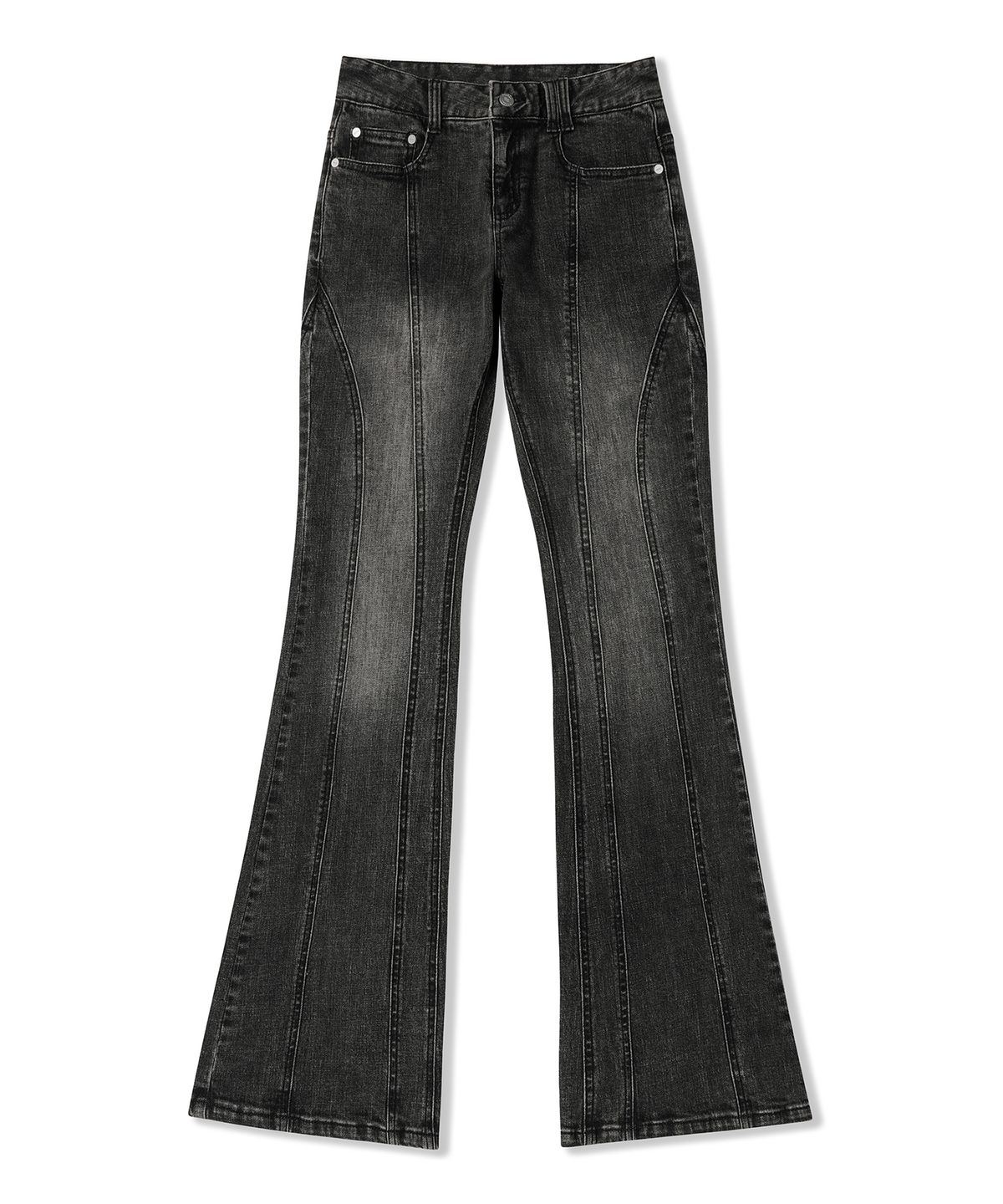 데케트 우먼(DECET WOMEN) Curved Slim Low Rise Flared Jeans DCWPT011BLACK