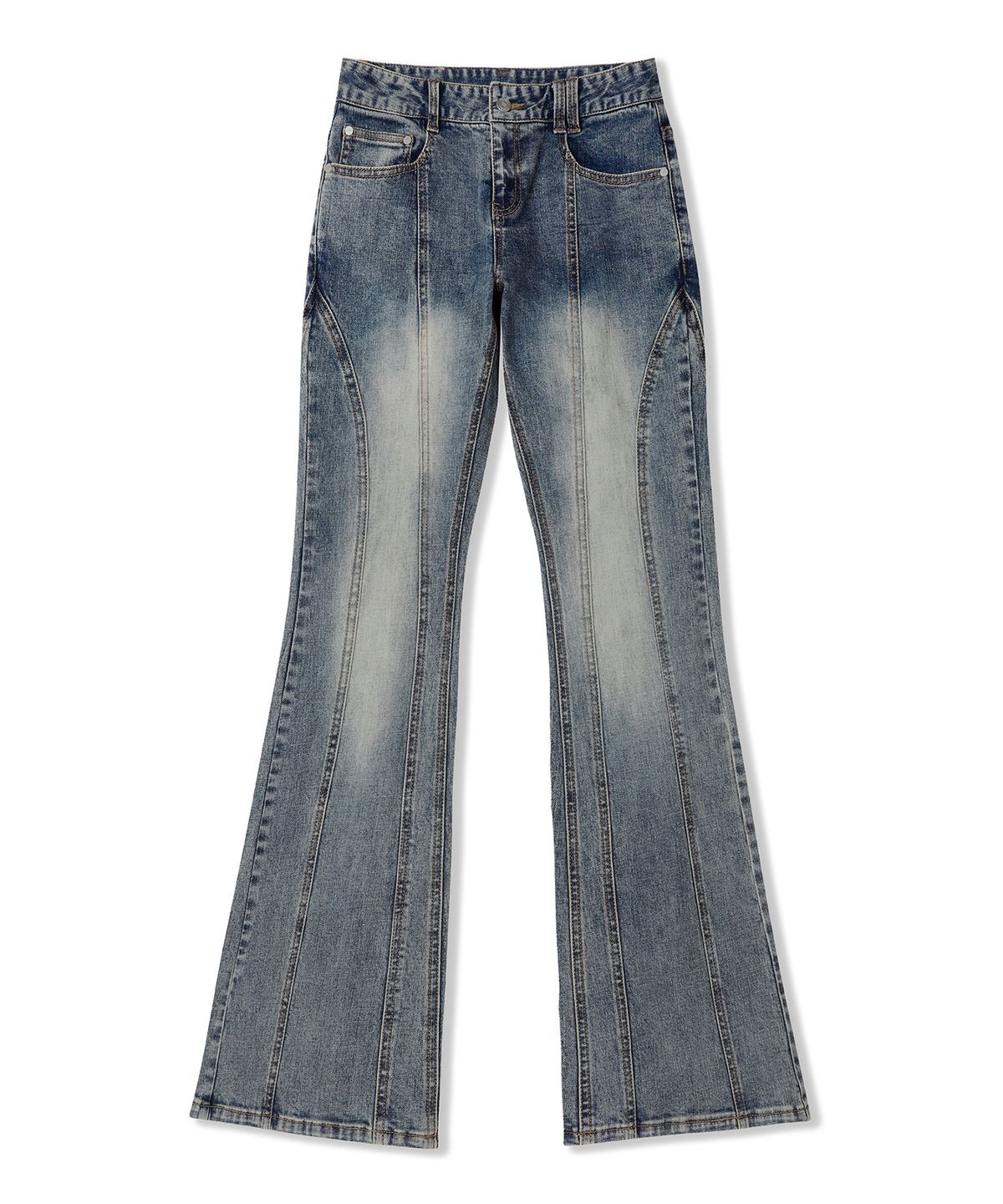 데케트 우먼(DECET WOMEN) Curved Slim Low Rise Flared Jeans DCWPT011BLUE