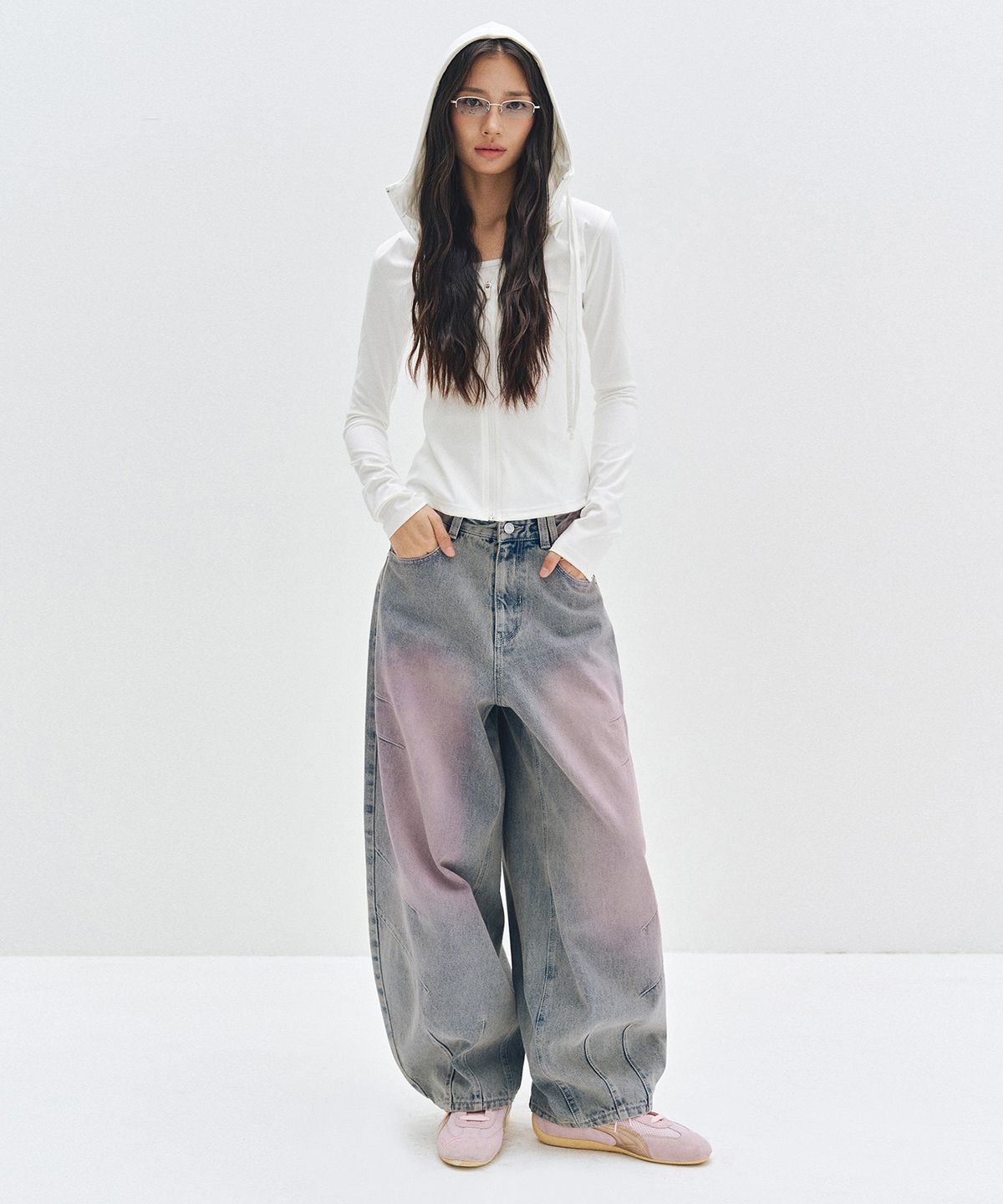 데케트 우먼(DECET WOMEN) Color Brush Balloon Jeans DCWPT010ASHBLUE