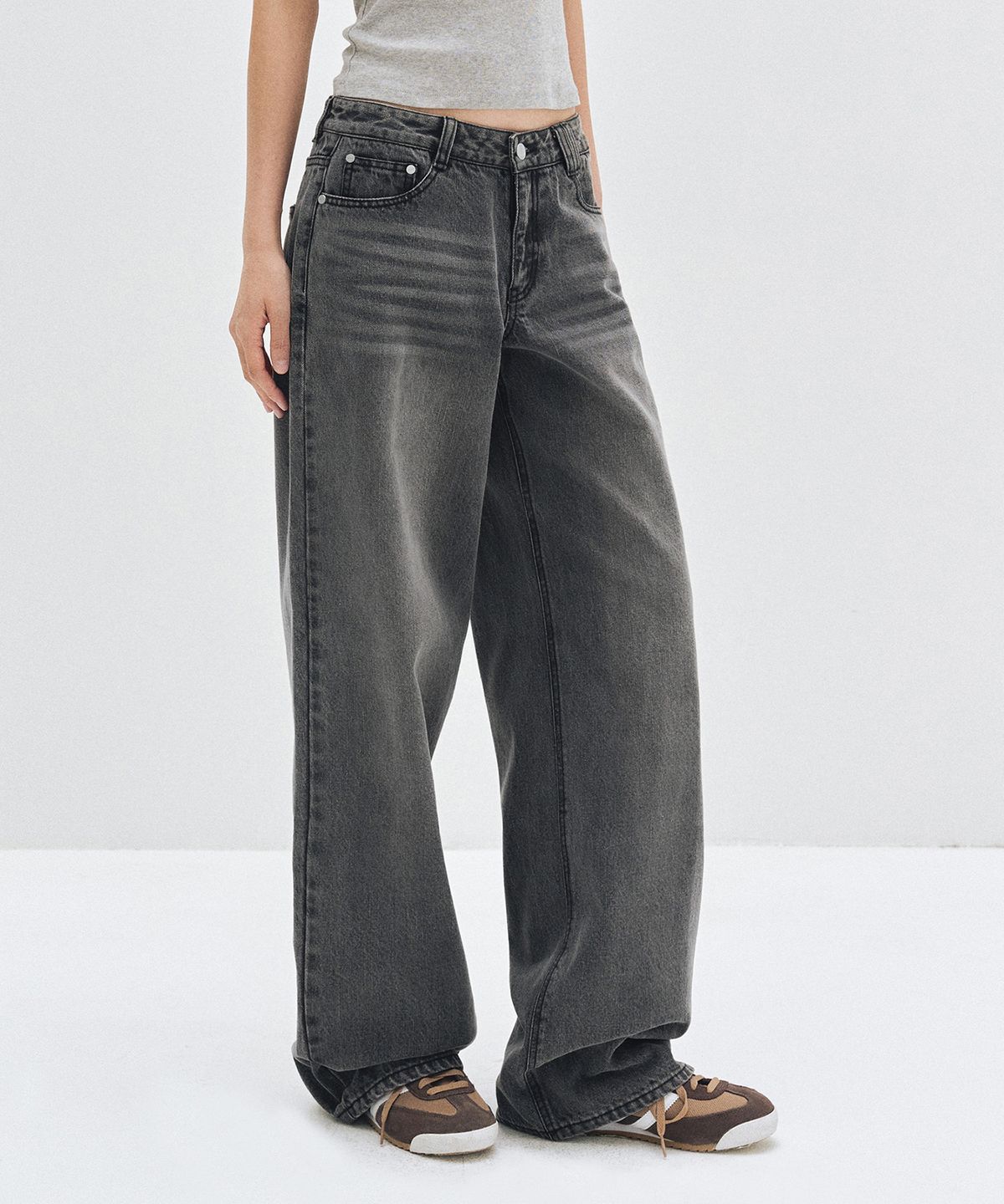 데케트 우먼(DECET WOMEN) Signature Low Rise Wide Jeans DCWPT004GRAY