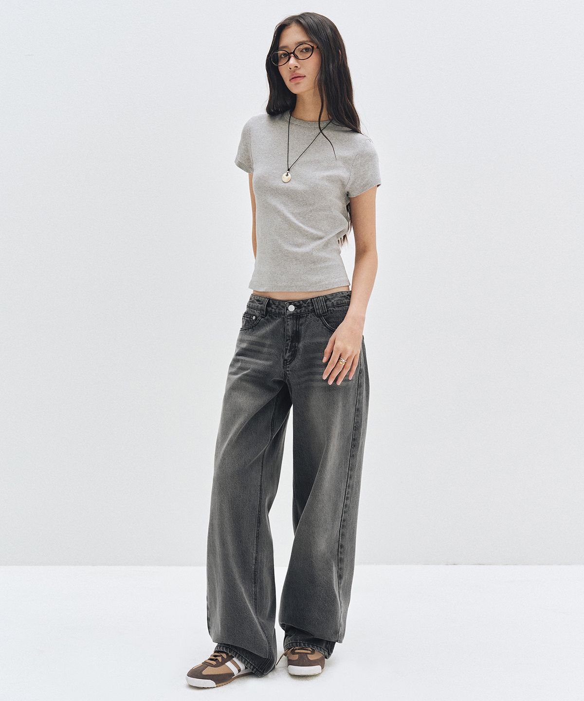 데케트 우먼(DECET WOMEN) Signature Low Rise Wide Jeans DCWPT004GRAY