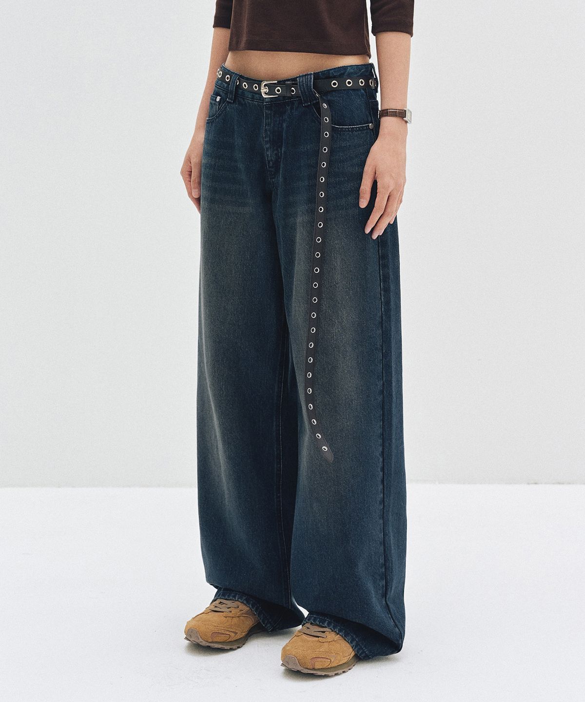 데케트 우먼(DECET WOMEN) Signature Low Rise Wide Jeans DCWPT004DBLUE
