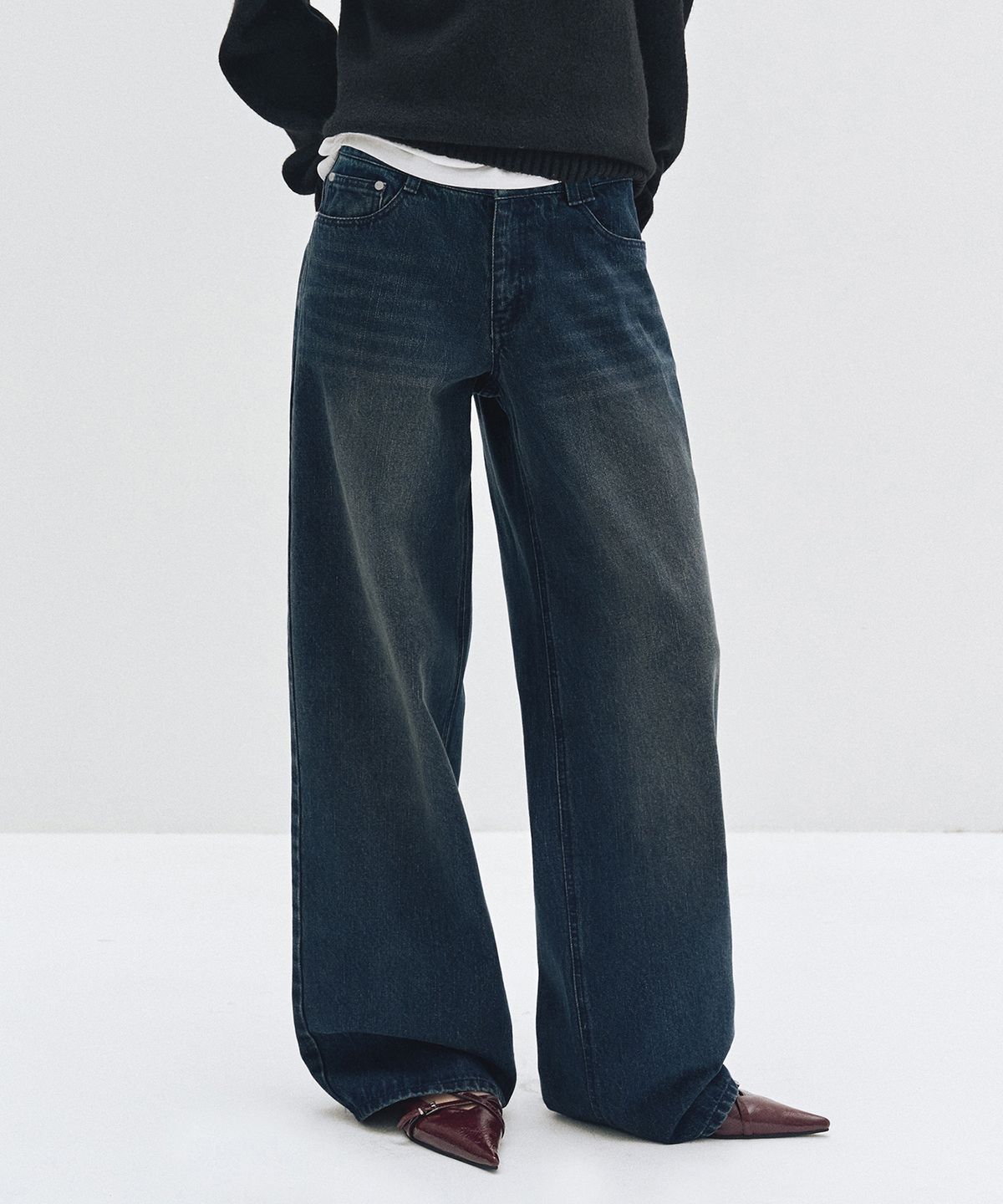 데케트 우먼(DECET WOMEN) Signature Low Rise Wide Jeans DCWPT004DBLUE