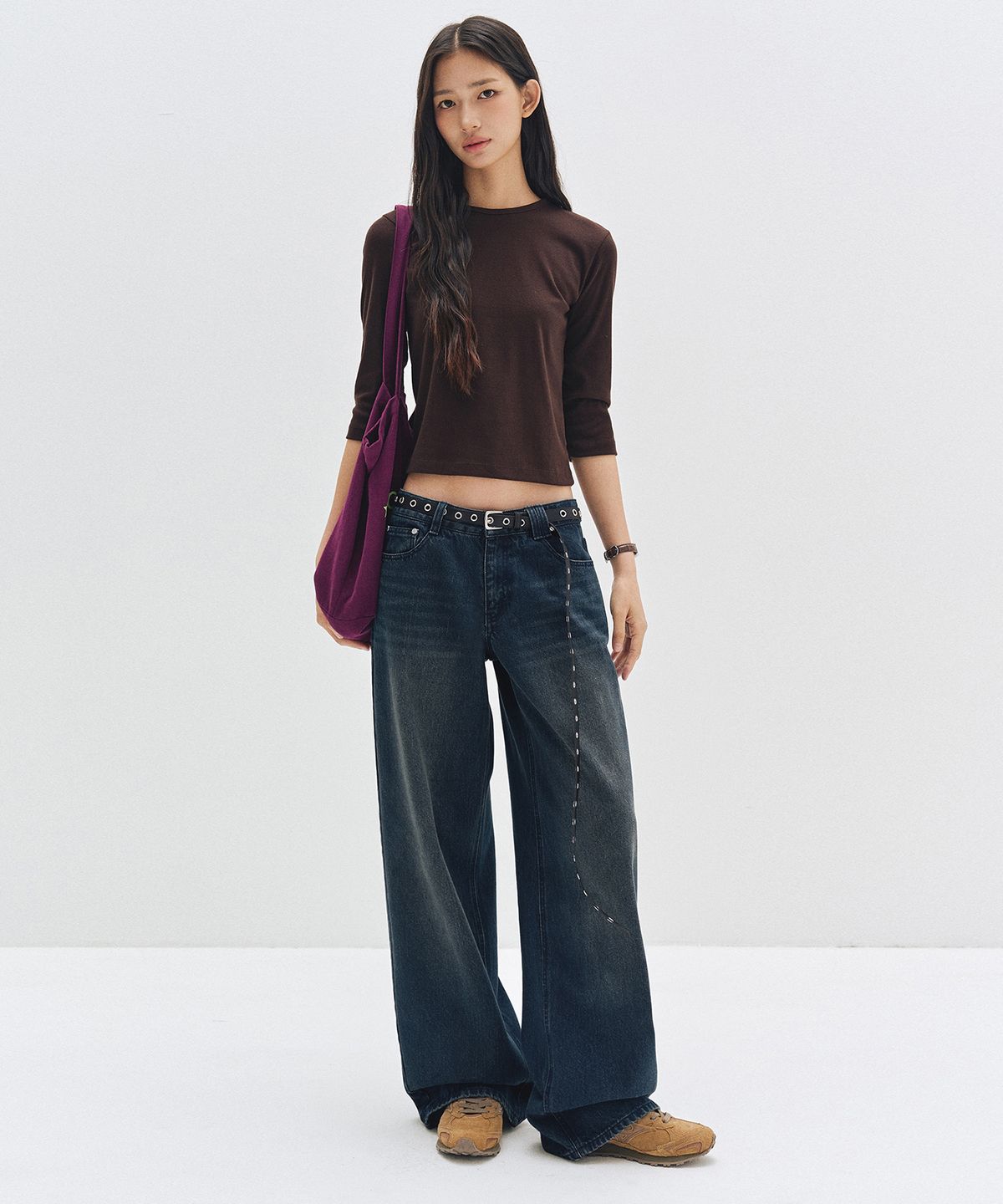 데케트 우먼(DECET WOMEN) Signature Low Rise Wide Jeans DCWPT004DBLUE