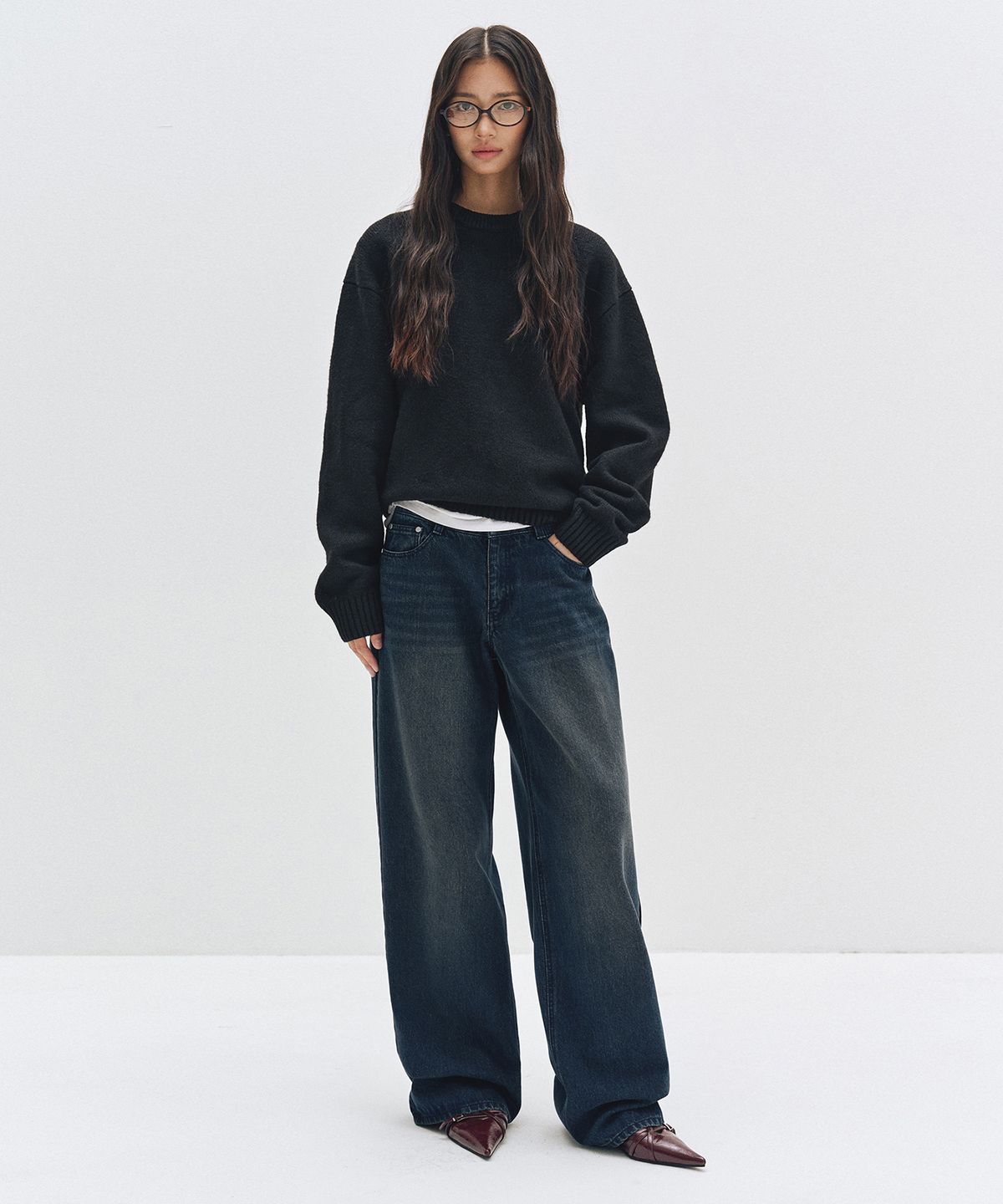데케트 우먼(DECET WOMEN) Signature Low Rise Wide Jeans DCWPT004DBLUE