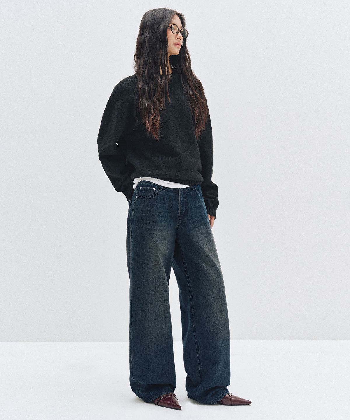 데케트 우먼(DECET WOMEN) Signature Low Rise Wide Jeans DCWPT004DBLUE