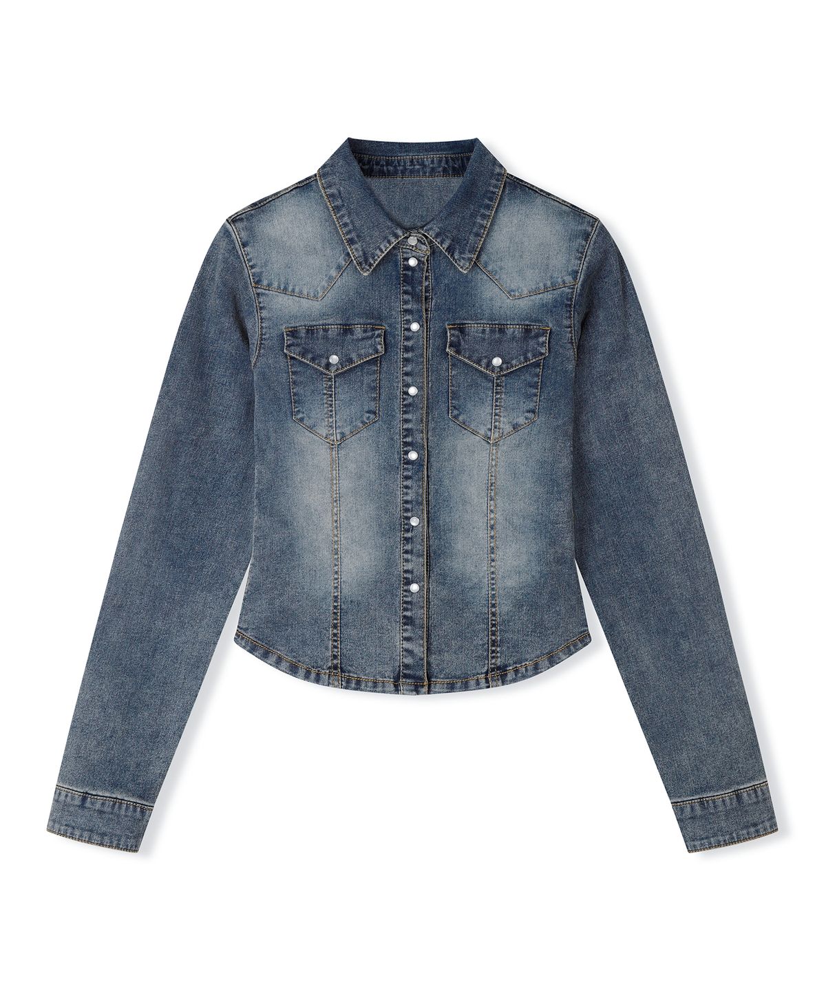 데케트 우먼(DECET WOMEN) Western Slim Denim Shirts DCWSH003BLUE