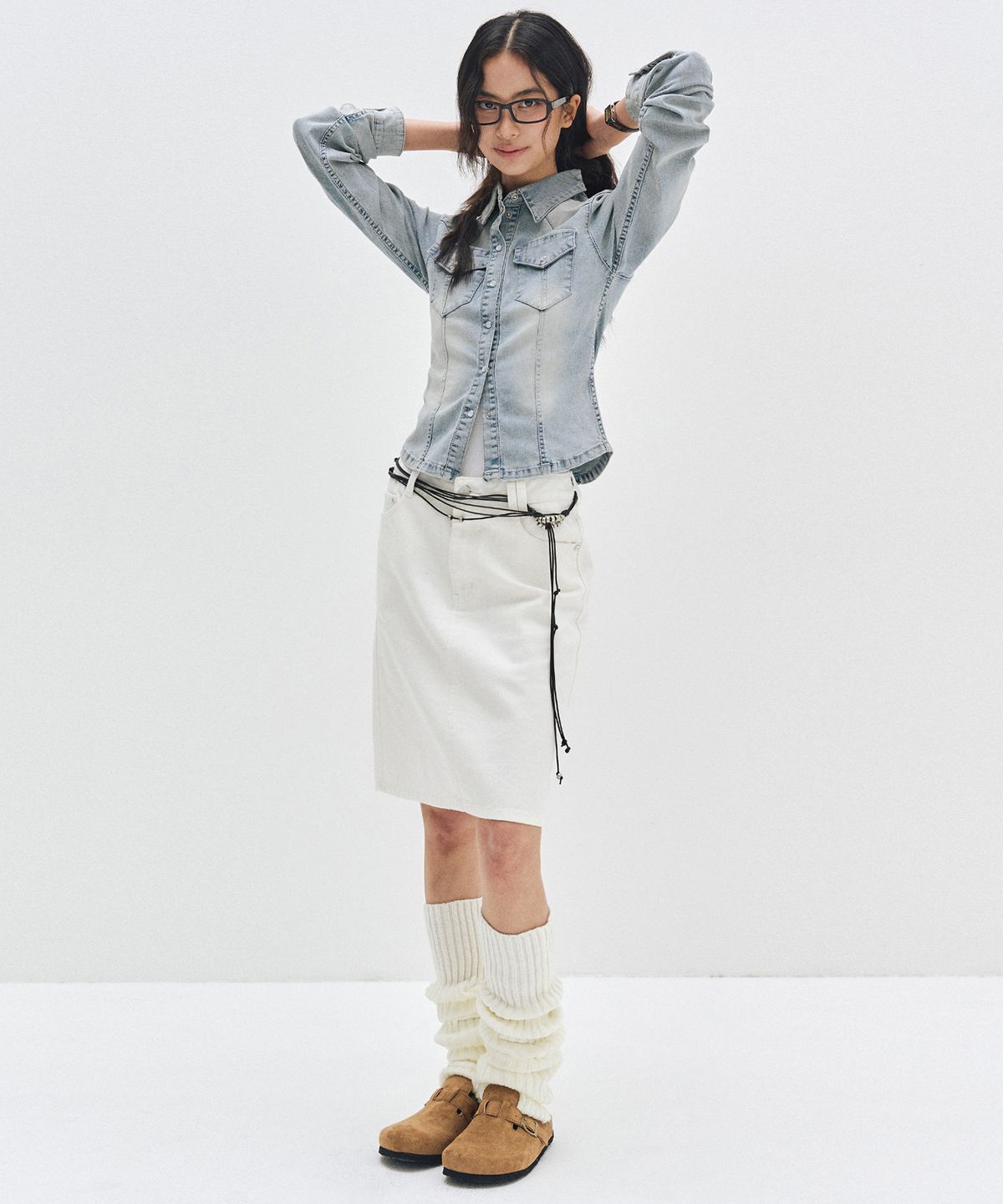 데케트 우먼(DECET WOMEN) Western Slim Denim Shirts DCWSH003LIGHTBLUE