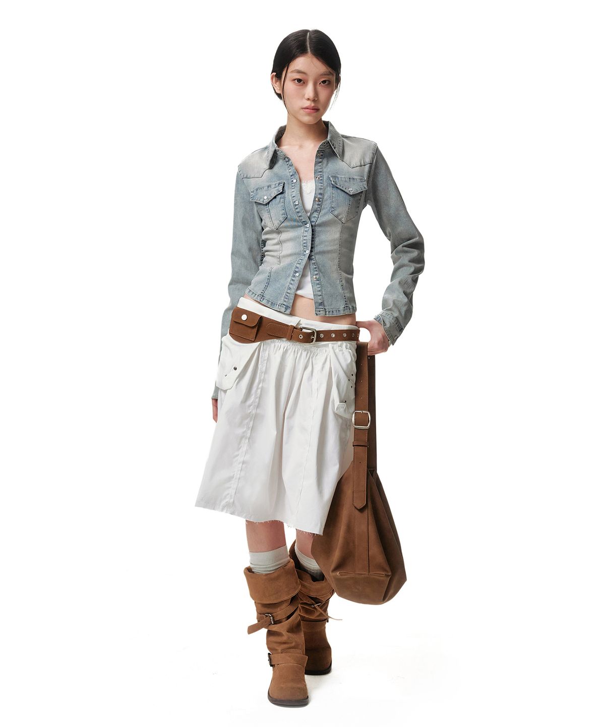 데케트 우먼(DECET WOMEN) Western Slim Denim Shirts DCWSH003LIGHTBLUE