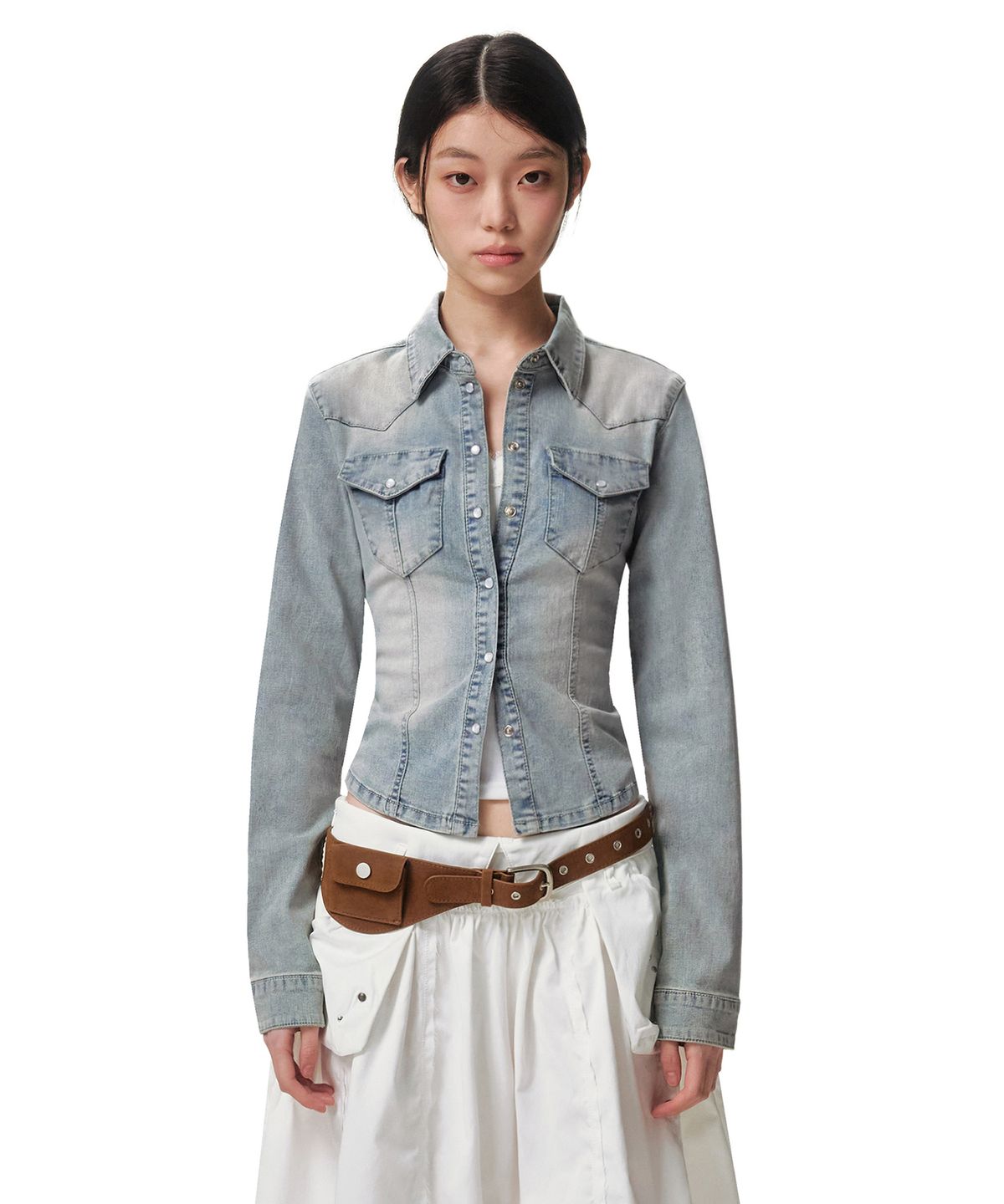 데케트 우먼(DECET WOMEN) Western Slim Denim Shirts DCWSH003LIGHTBLUE