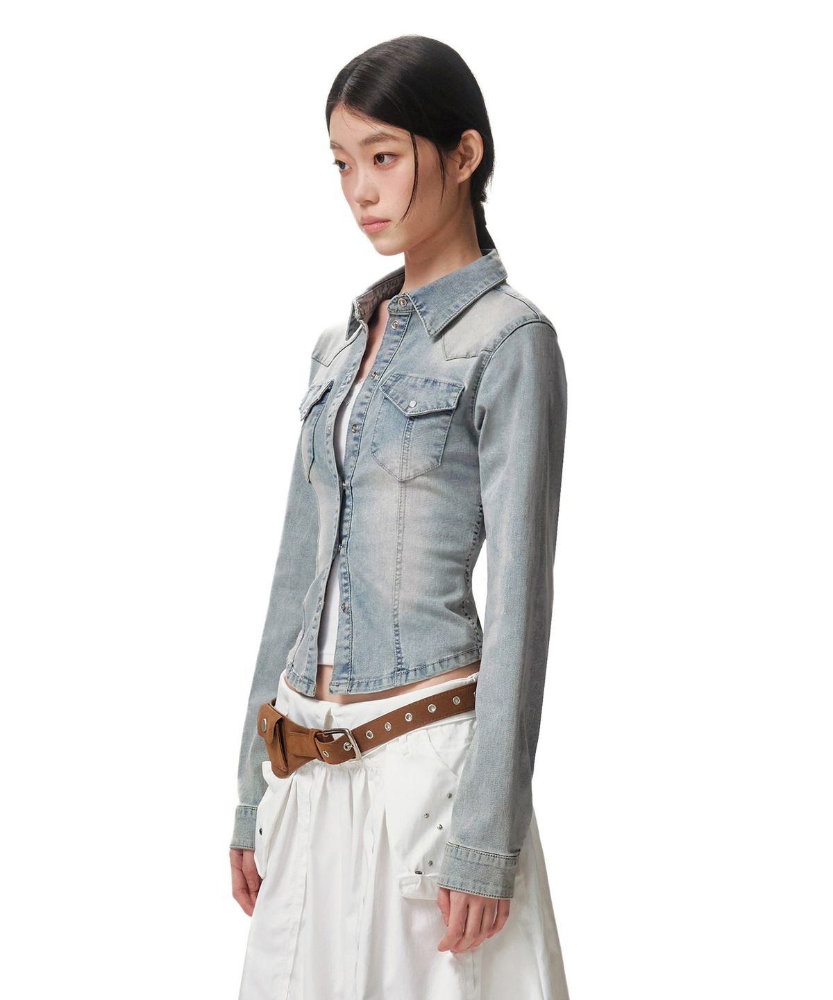데케트 우먼(DECET WOMEN) Western Slim Denim Shirts DCWSH003LIGHTBLUE