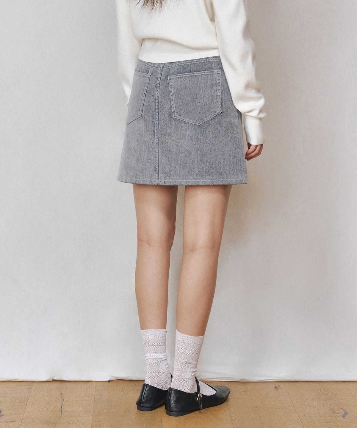 데케트 우먼(DECET WOMEN) [벨벳데님]Velvet Mini Skirt DCSK007FOGBLUE