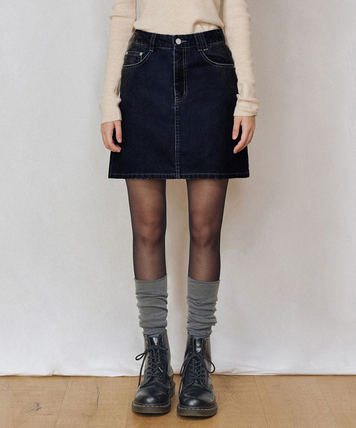 데케트 우먼(DECET WOMEN) [벨벳데님]Velvet Mini Skirt DCSK007DBLUE
