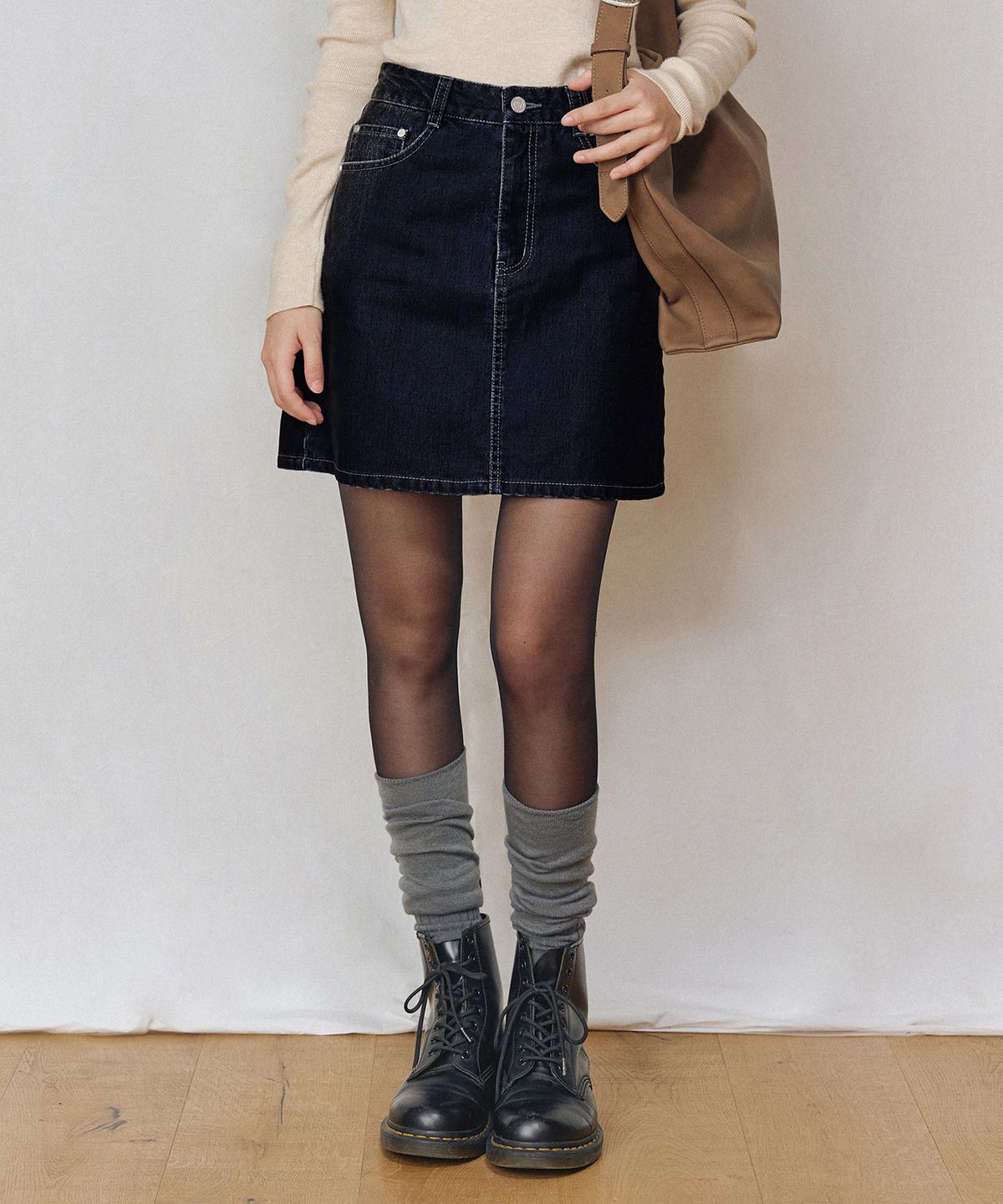 데케트 우먼(DECET WOMEN) [벨벳데님]Velvet Mini Skirt DCSK007DBLUE