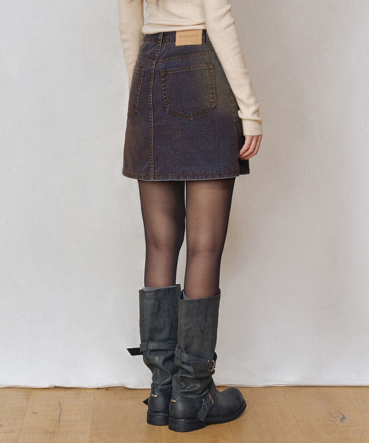 데케트 우먼(DECET WOMEN) [벨벳데님]Velvet Mini Skirt DCSK007RUSTBLUE