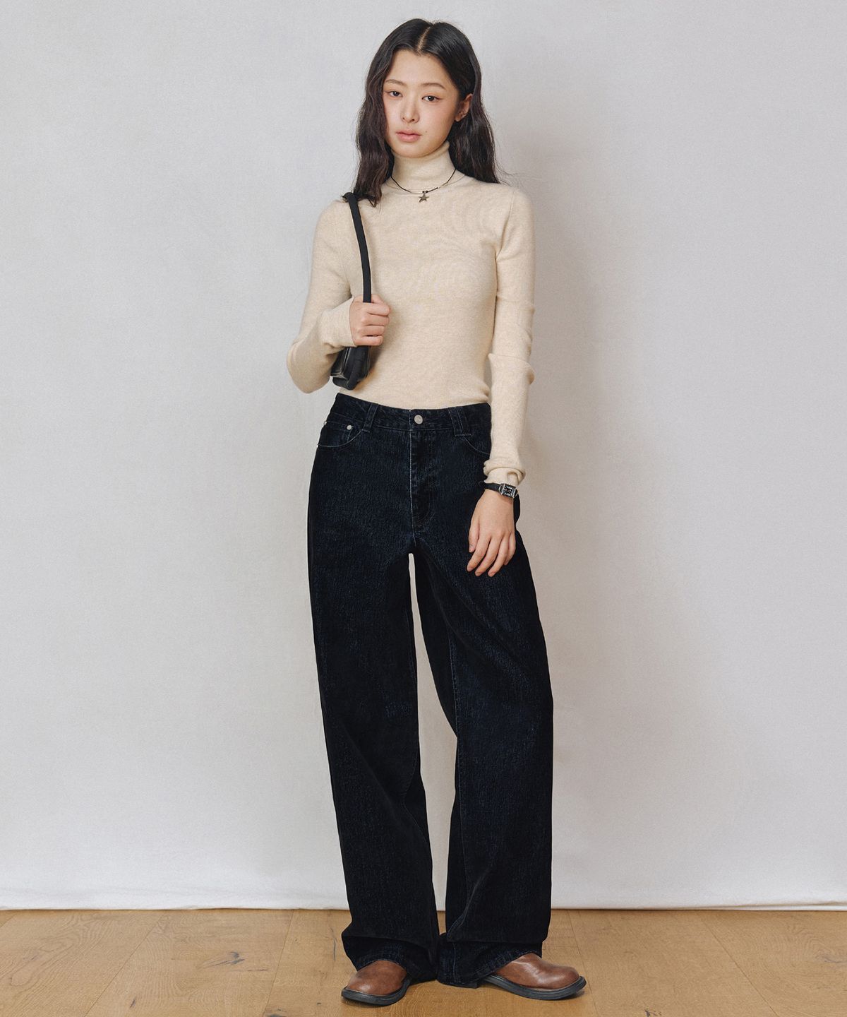 데케트 우먼(DECET WOMEN) [벨벳데님]Velvet Wide Jeans DCWPT018BLACK