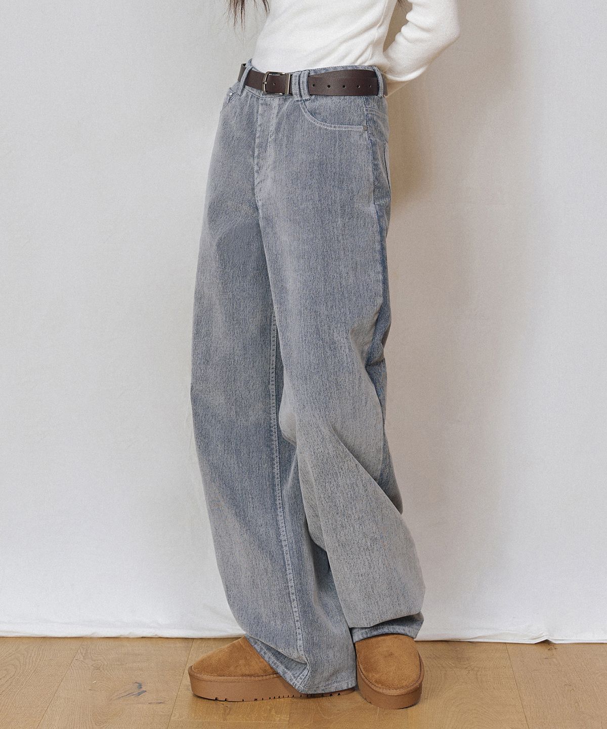 데케트 우먼(DECET WOMEN) [벨벳데님]Velvet Wide Jeans DCWPT018FOGBLUE