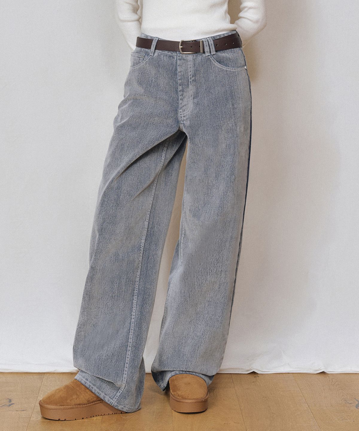 데케트 우먼(DECET WOMEN) [벨벳데님]Velvet Wide Jeans DCWPT018FOGBLUE
