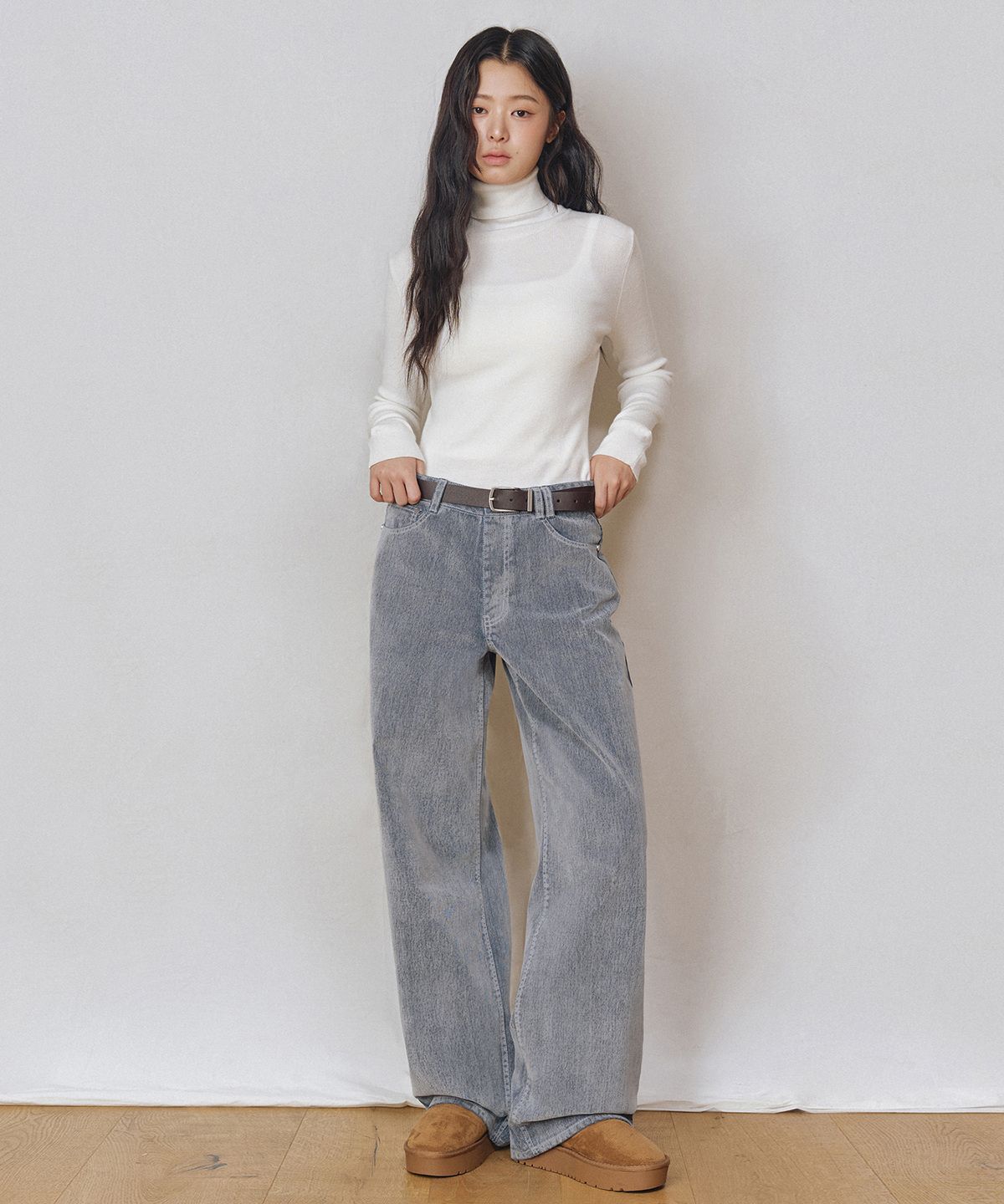 데케트 우먼(DECET WOMEN) [벨벳데님]Velvet Wide Jeans DCWPT018FOGBLUE