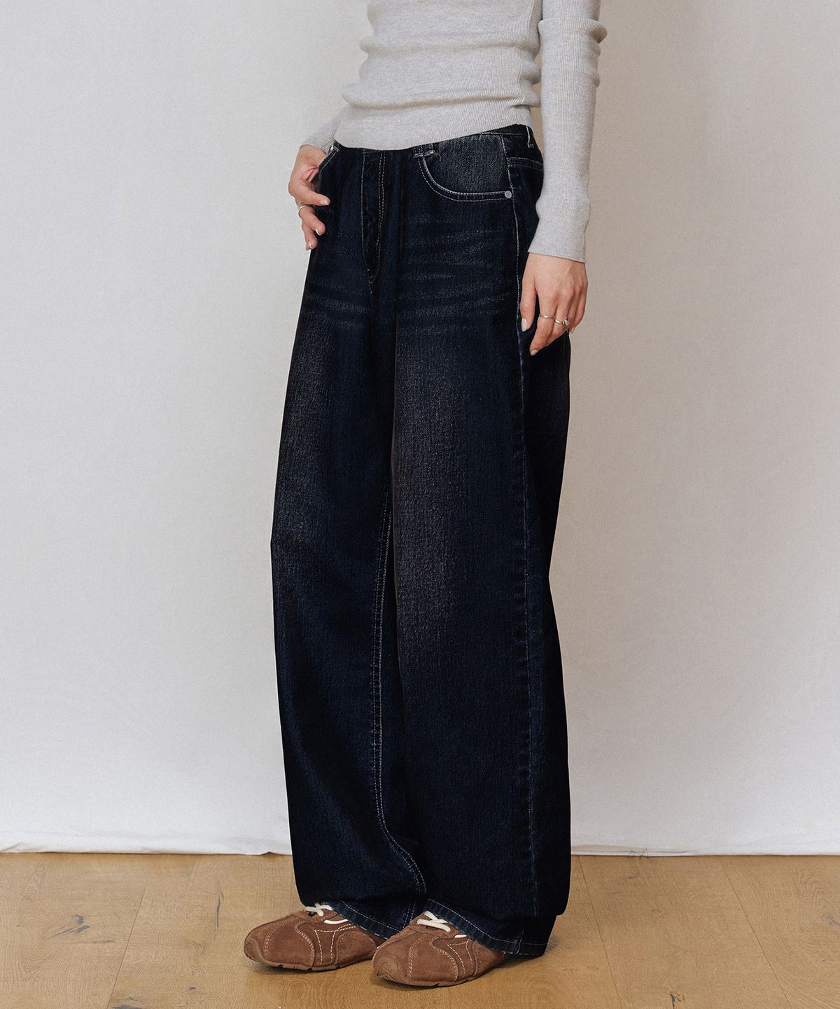 데케트 우먼(DECET WOMEN) [벨벳데님]Velvet Wide Jeans DCWPT018DBLUE