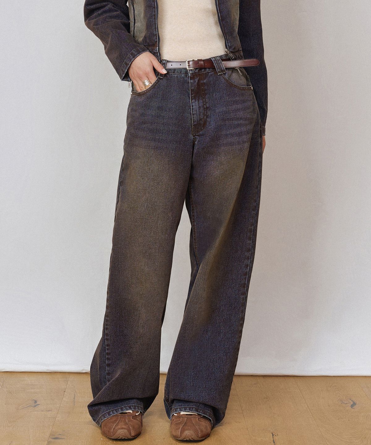 데케트 우먼(DECET WOMEN) [벨벳데님]Velvet Wide Jeans DCWPT018RUSTBLUE