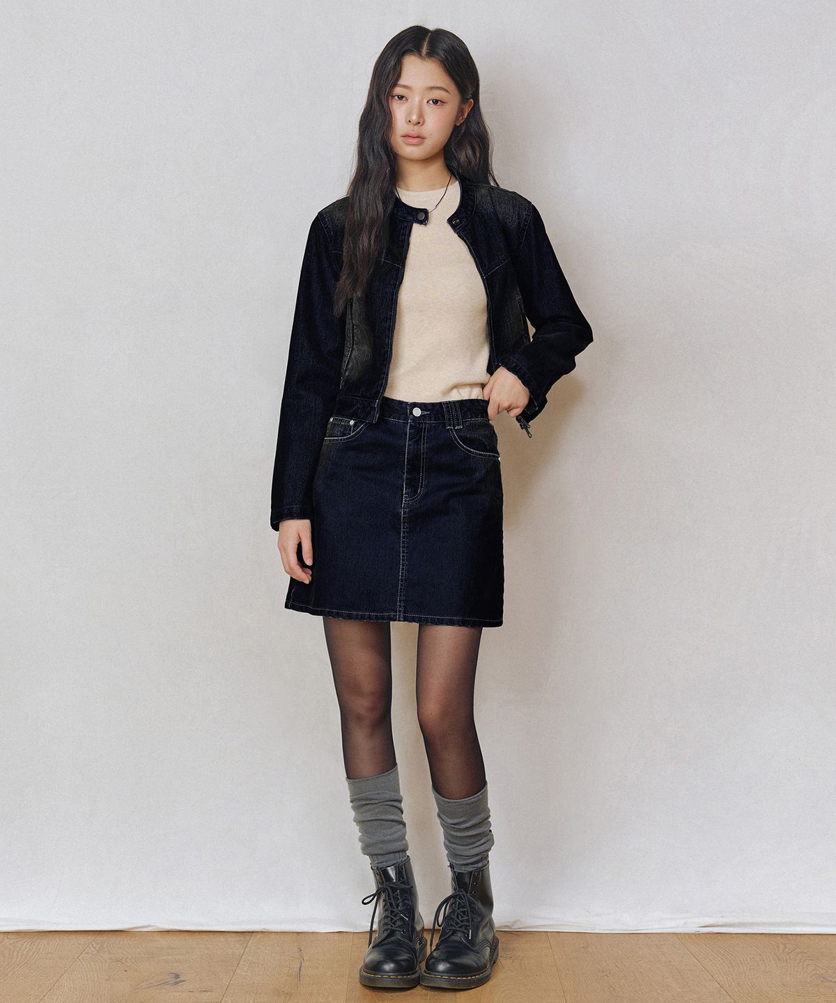 데케트 우먼(DECET WOMEN) [벨벳데님]Velvet Denim Jacket DCWJK001DBLUE