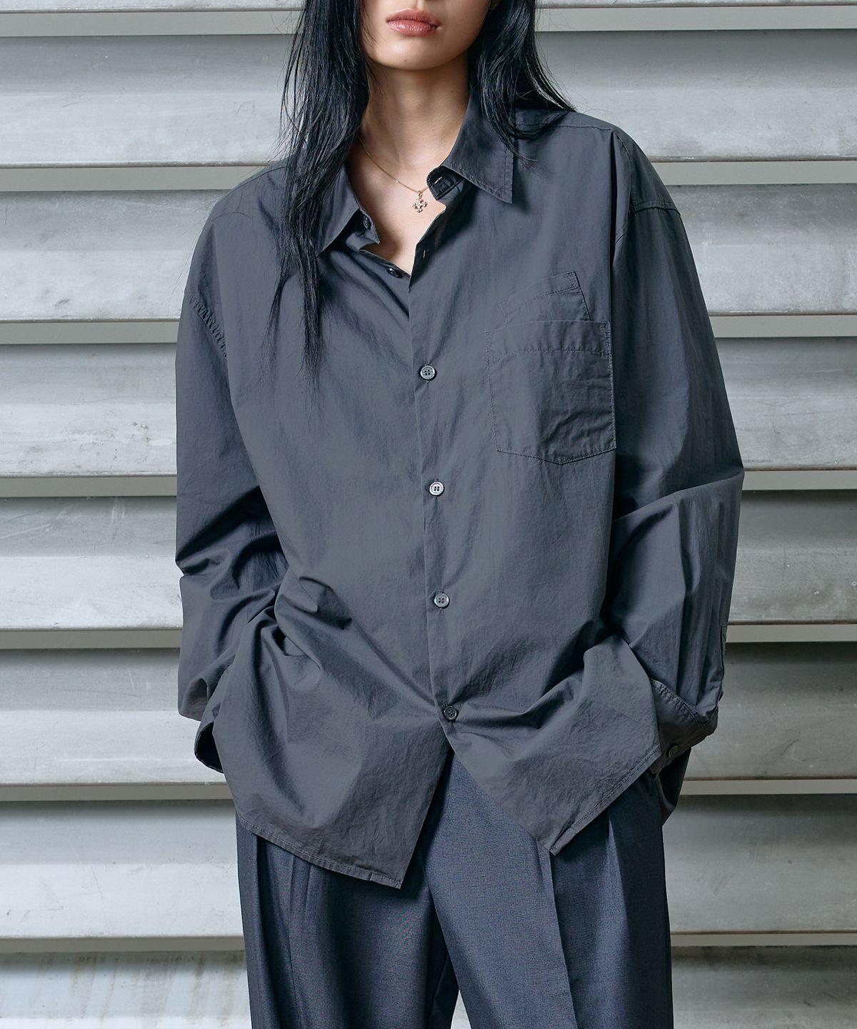웨스켄(WESKEN) [UNISEX] COMFORT WASHED COTTON DOUBLE POCKET SHIRTS (9color)