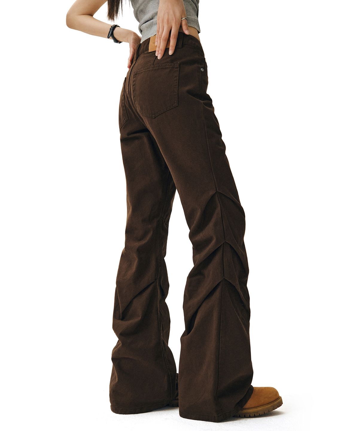 데케트 우먼(DECET WOMEN) Flared Shirring Pants DCWPT017BROWN