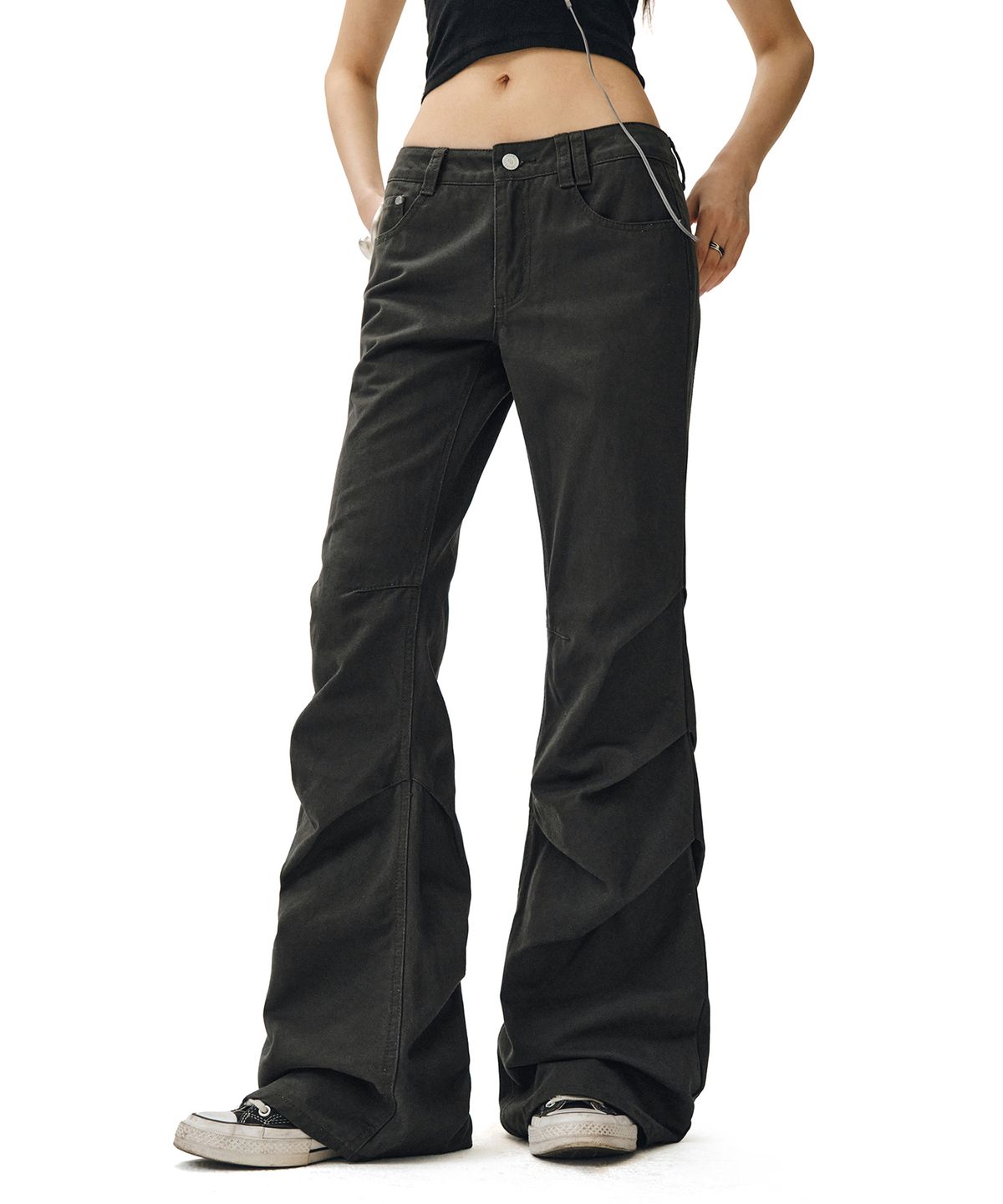 데케트 우먼(DECET WOMEN) Flared Shirring Pants DCWPT017CHARCOAL