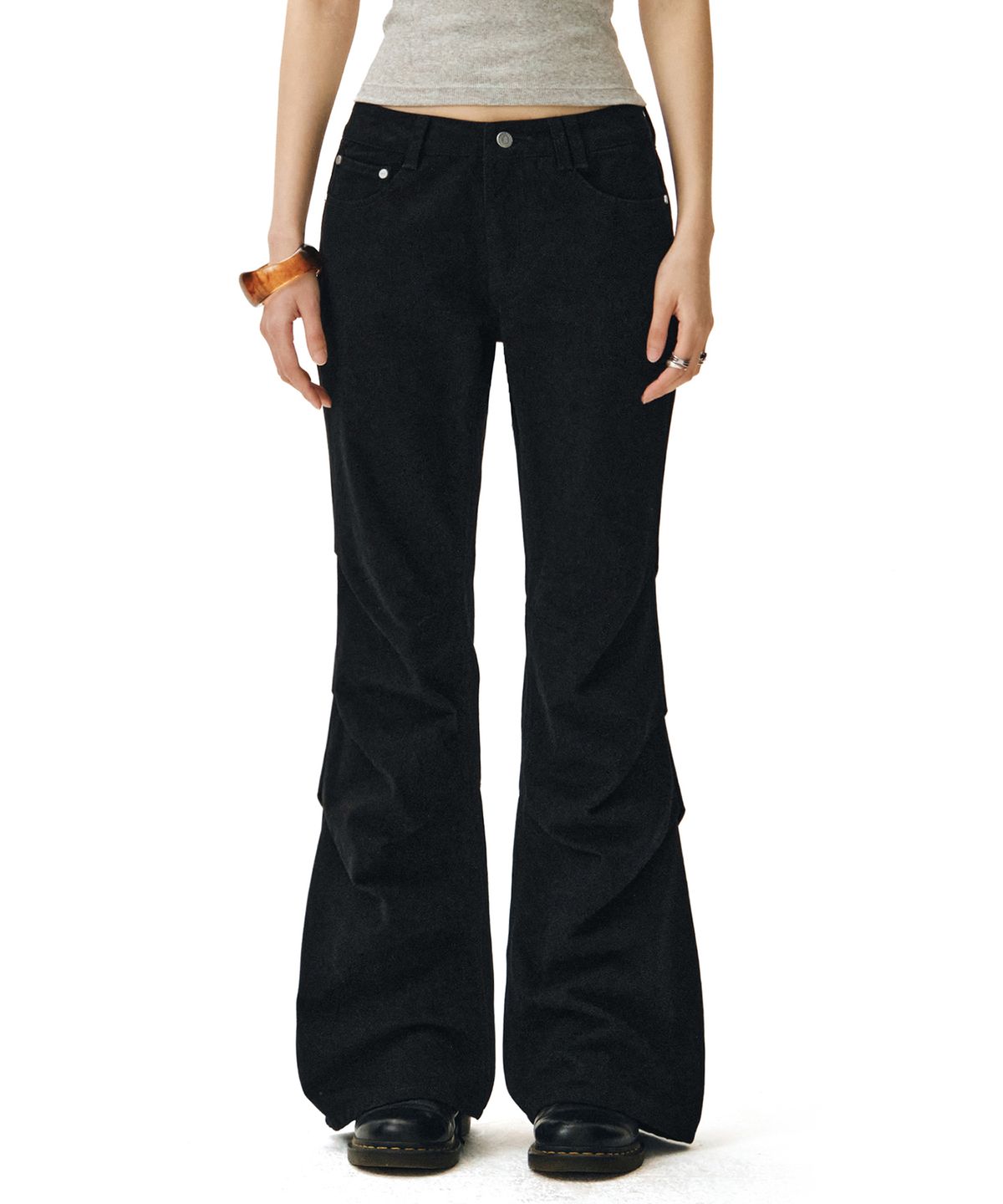 데케트 우먼(DECET WOMEN) Flared Shirring Pants DCWPT017BLACK