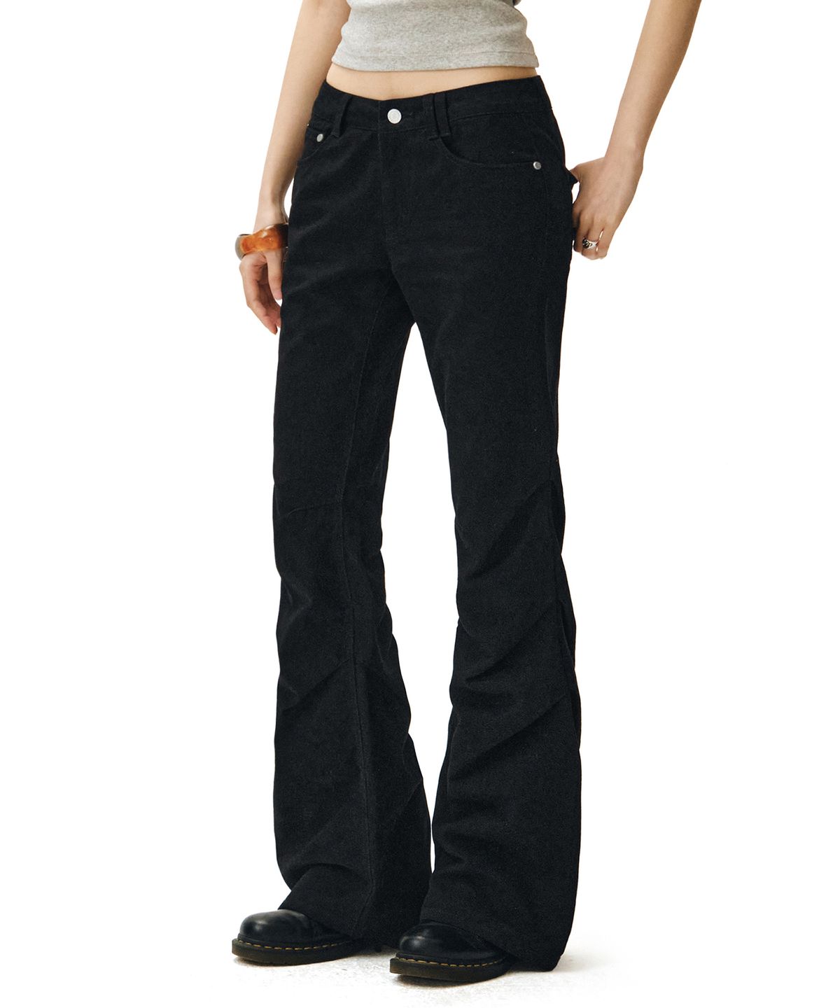 데케트 우먼(DECET WOMEN) Flared Shirring Pants DCWPT017BLACK