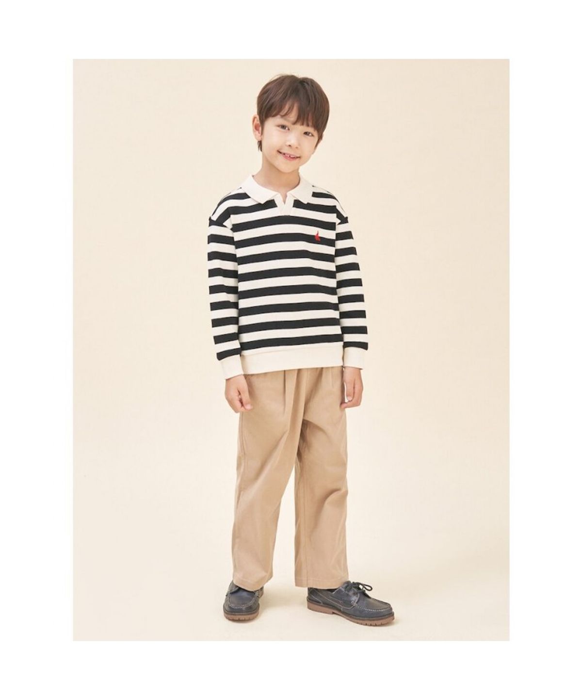 빈폴 키즈(BEANPOLE KIDS) 와플 스트라이프 칼라 스웨트 셔츠  블랙 (BI5841U055)