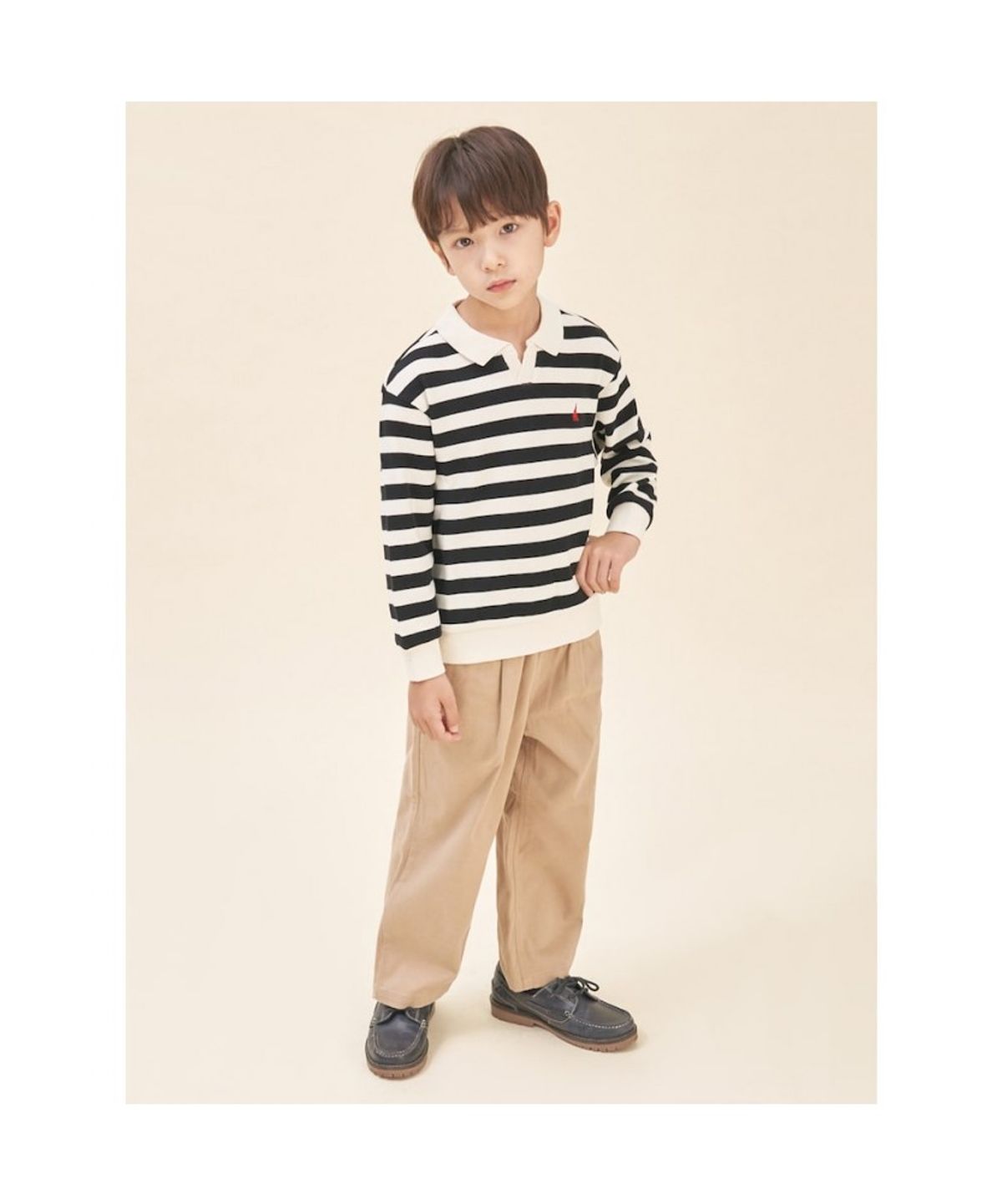 빈폴 키즈(BEANPOLE KIDS) 와플 스트라이프 칼라 스웨트 셔츠  블랙 (BI5841U055)