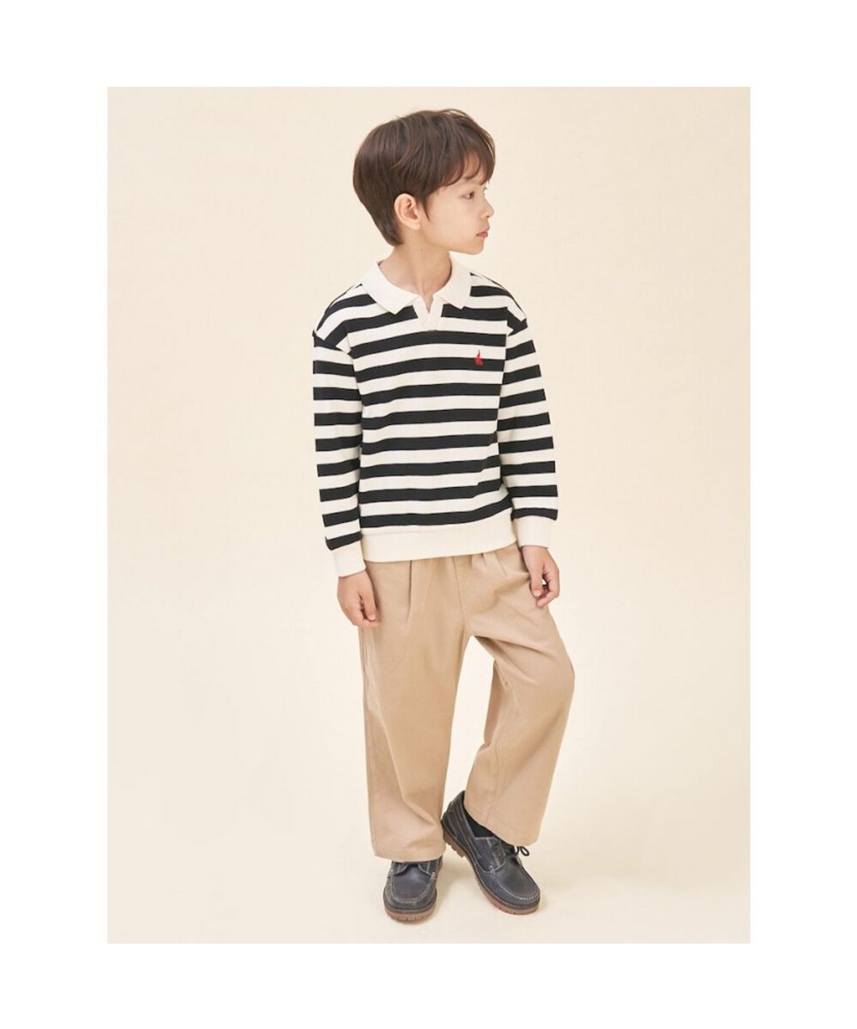 빈폴 키즈(BEANPOLE KIDS) 와플 스트라이프 칼라 스웨트 셔츠  블랙 (BI5841U055)