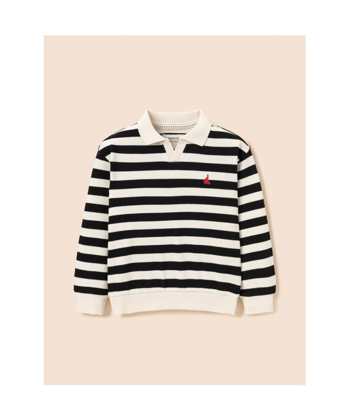빈폴 키즈(BEANPOLE KIDS) 와플 스트라이프 칼라 스웨트 셔츠  블랙 (BI5841U055)