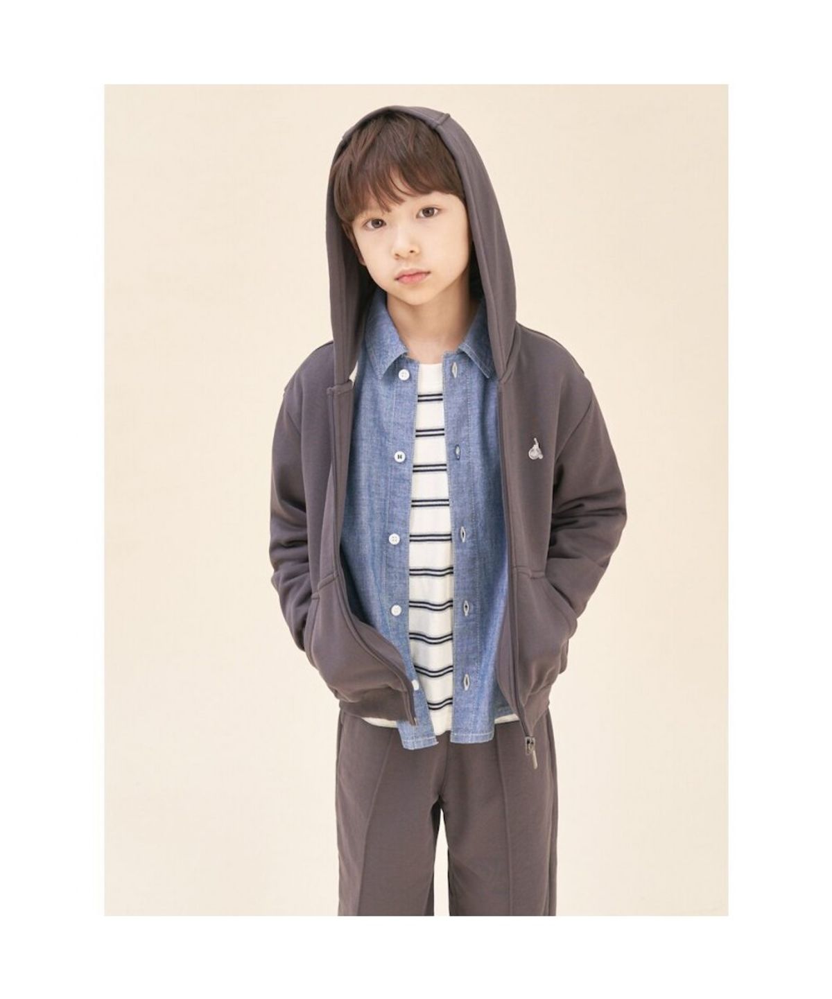 빈폴 키즈(BEANPOLE KIDS) 후드 집업 & 긴바지 2PCS 상하 세트  애쉬 (BI5841U064)