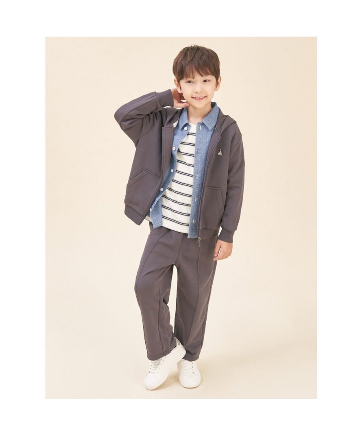 빈폴 키즈(BEANPOLE KIDS) 후드 집업 & 긴바지 2PCS 상하 세트  애쉬 (BI5841U064)